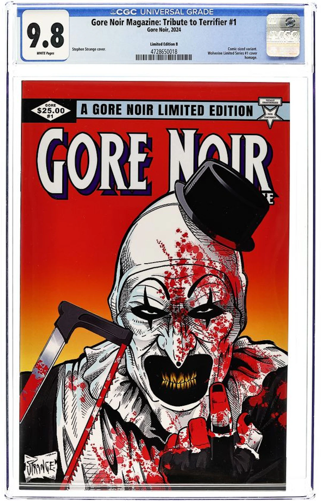 Gore Noir Magazine Tribute to Terrifier (2024 Gore Noir) 1LIMITED.B CGC 9.8