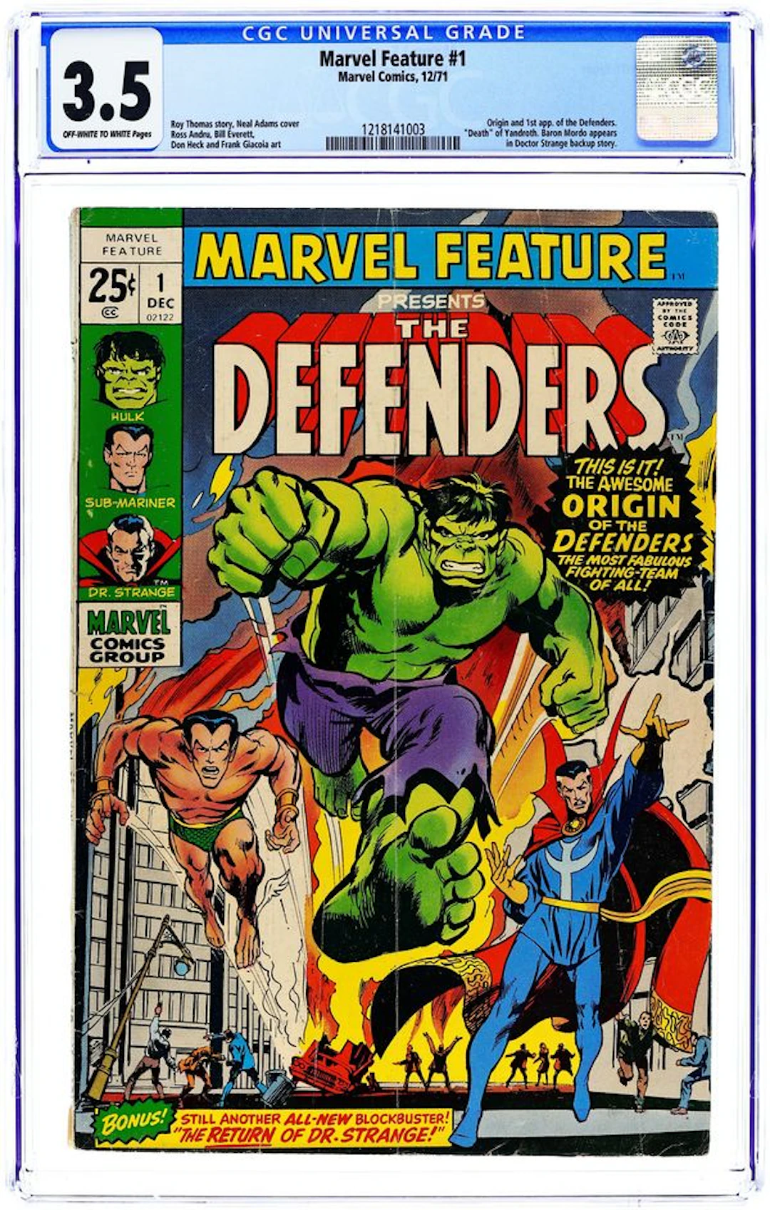 Marvel Feature (1971 1st Series) 1 CGC 3.5