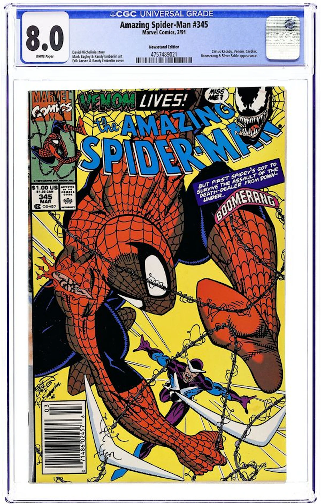 Amazing Spider-Man (1963 1st Series) 345N CGC 8.0