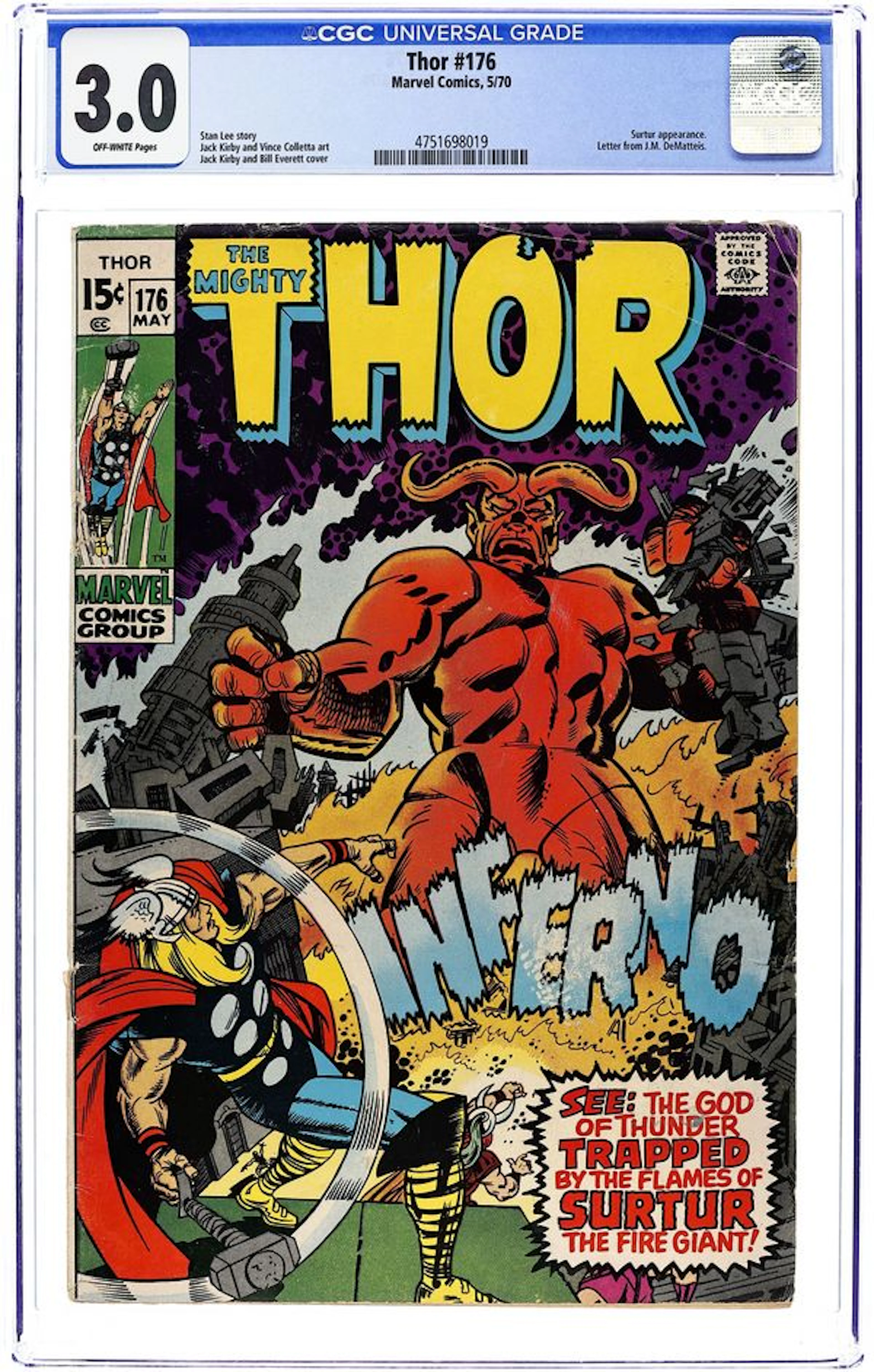 Thor (1962 Marvel 1st Series Journey Into Mystery) 176 CGC 3.0