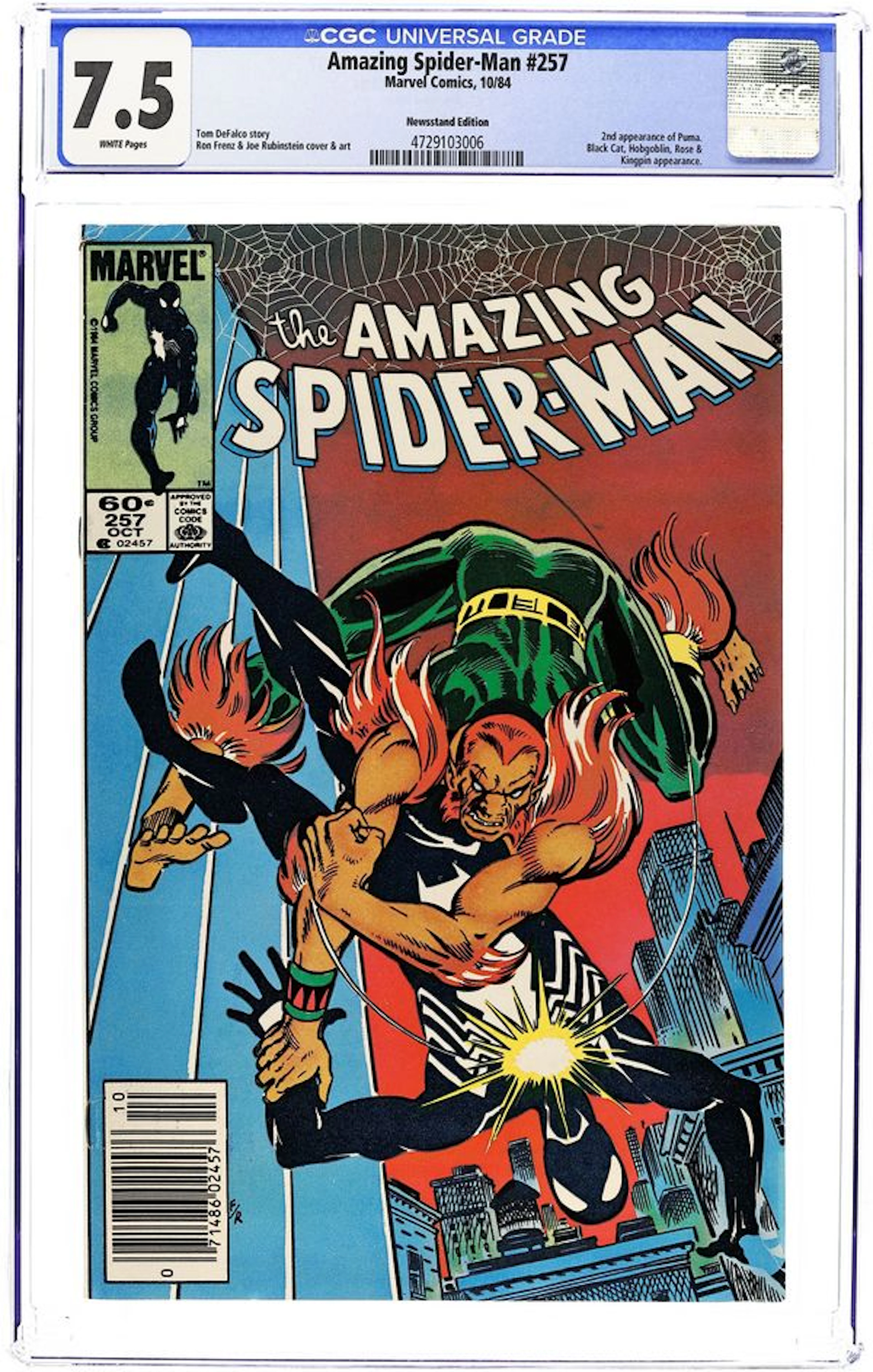 Amazing Spider-Man (1963 1st Series) 257N CGC 7.5