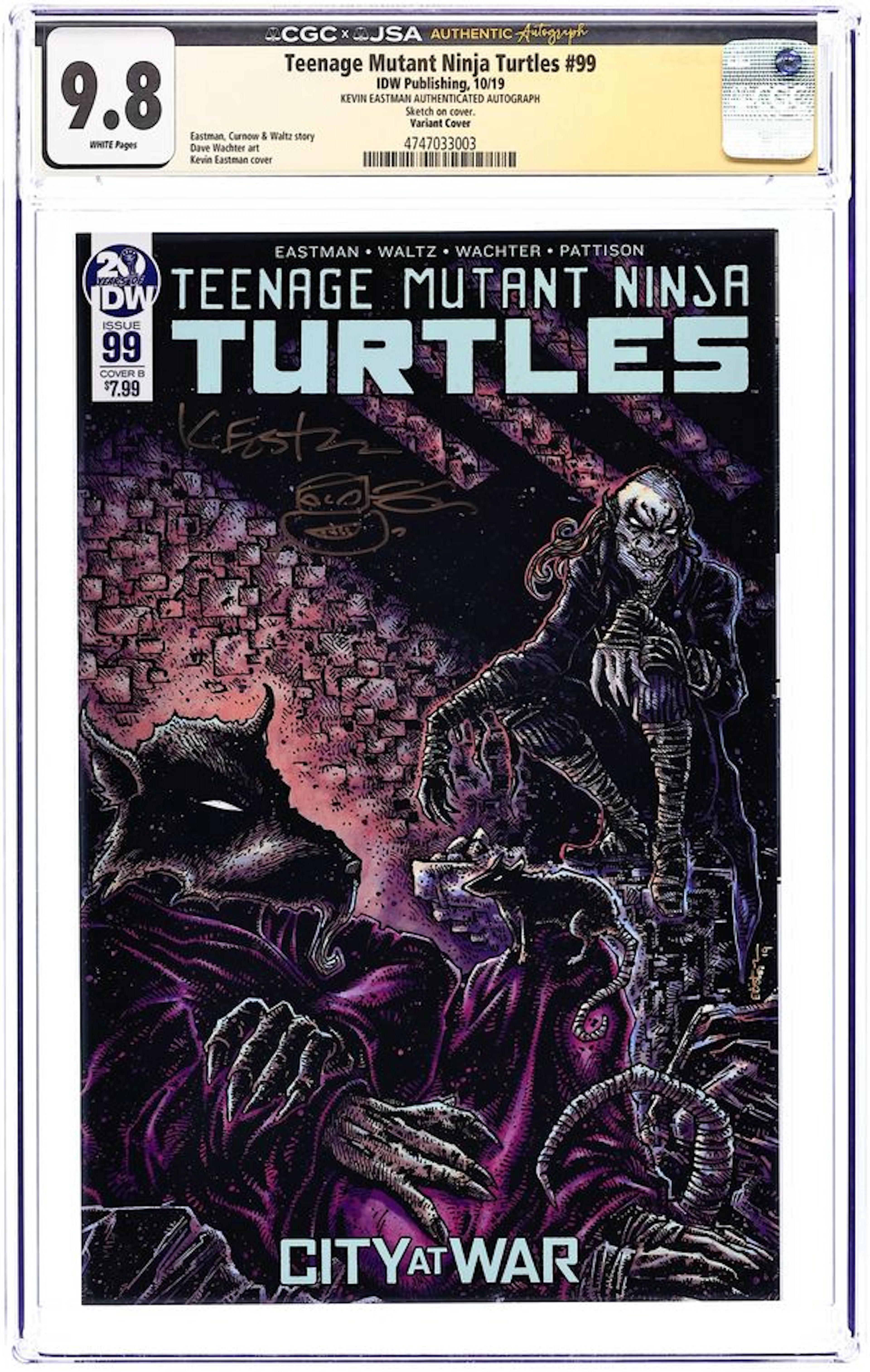 Teenage Mutant Ninja Turtles (2011 IDW) 99B CGC 9.8 JSA Eastman