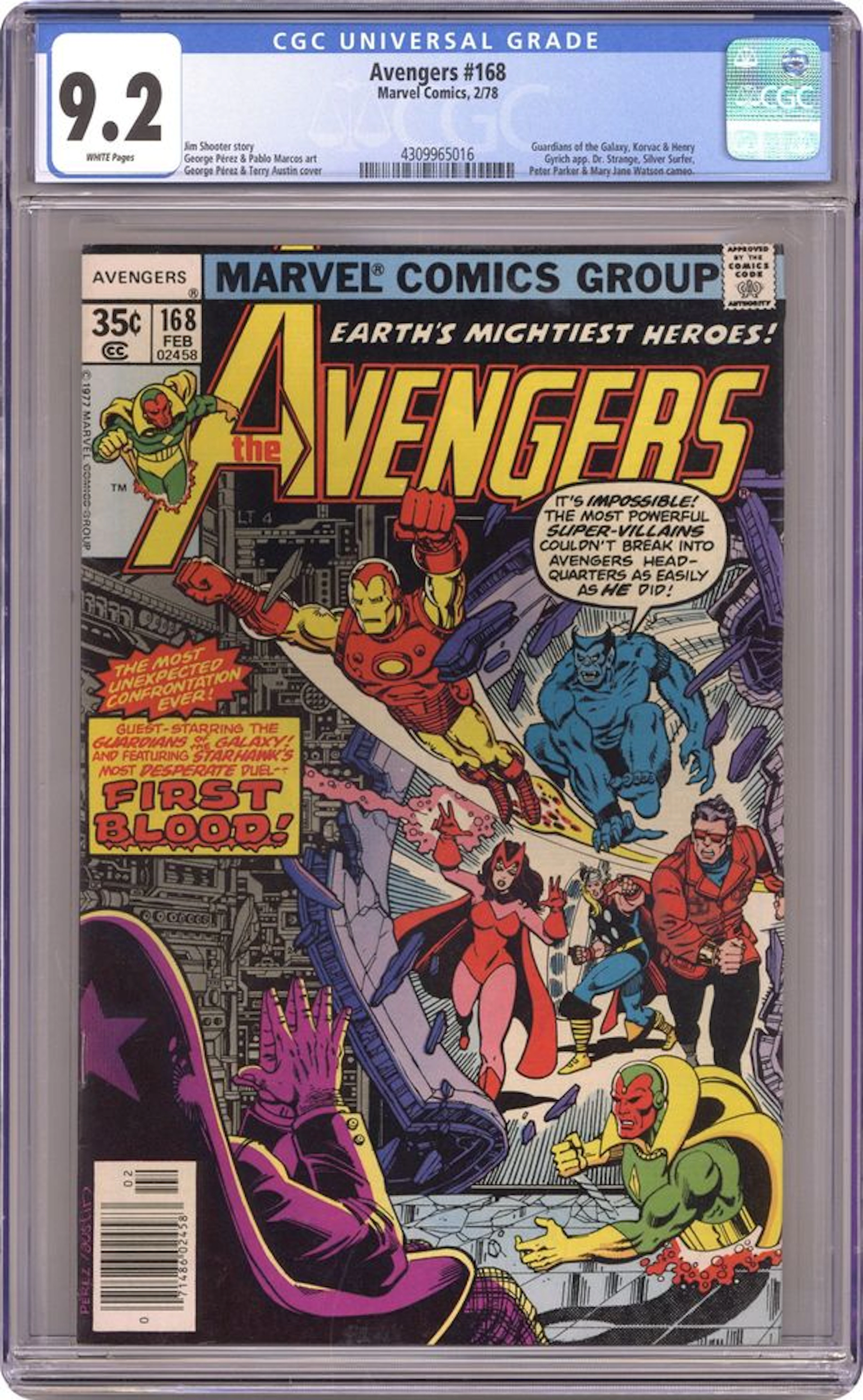 Avengers (1963 1st Series) 168 CGC 9.2