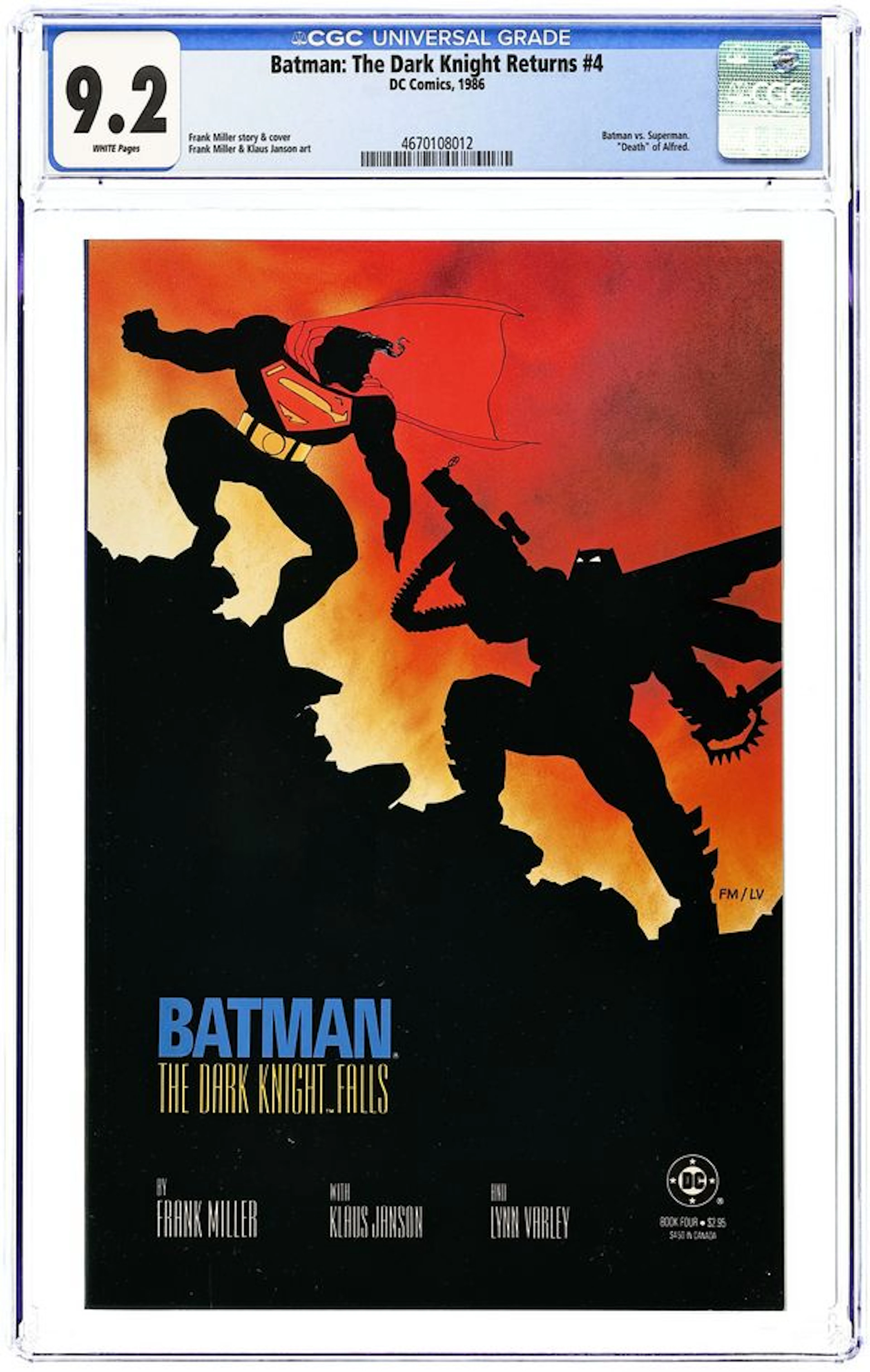 Batman The Dark Knight Returns (1986) 4-1ST CGC 9.2