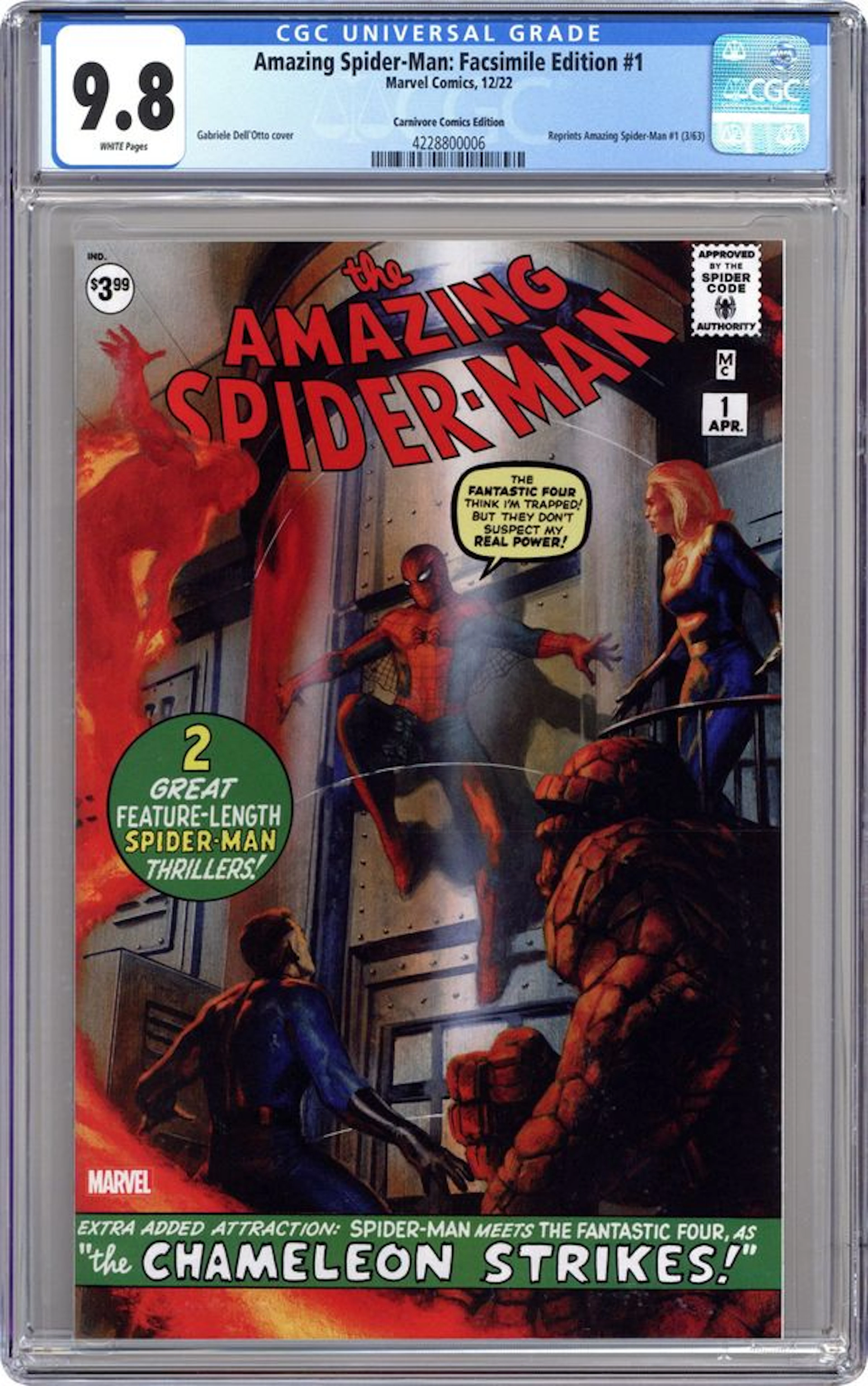 Amazing Spider-Man (1963 1st Series) Facsimile Edition 1CARNIVORE.A CGC 9.8
