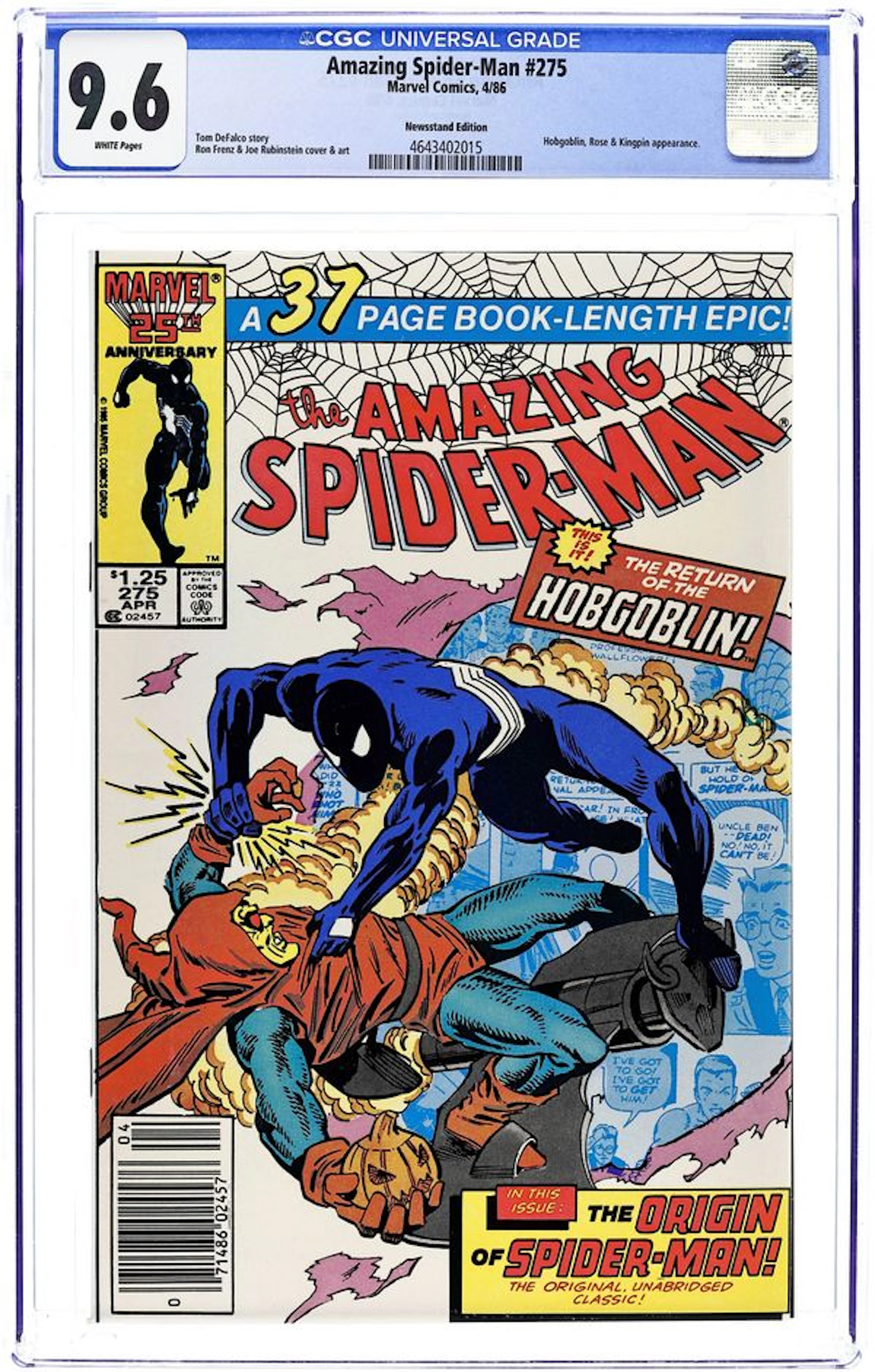 Amazing Spider-Man (1963 1st Series) 275N CGC 9.6
