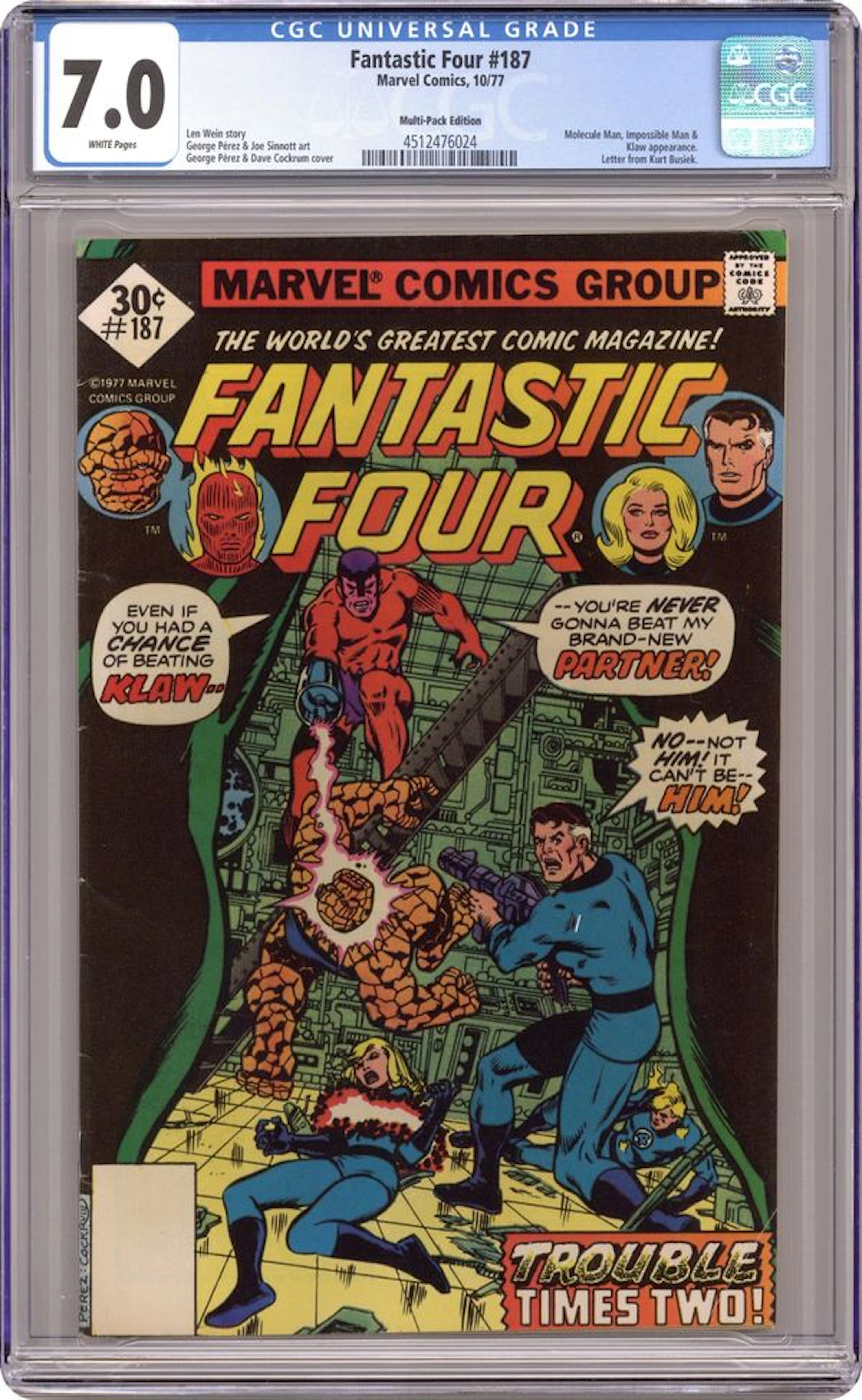 Fantastic Four (1961 1st Series) Whitman Variants 187 CGC 7.0