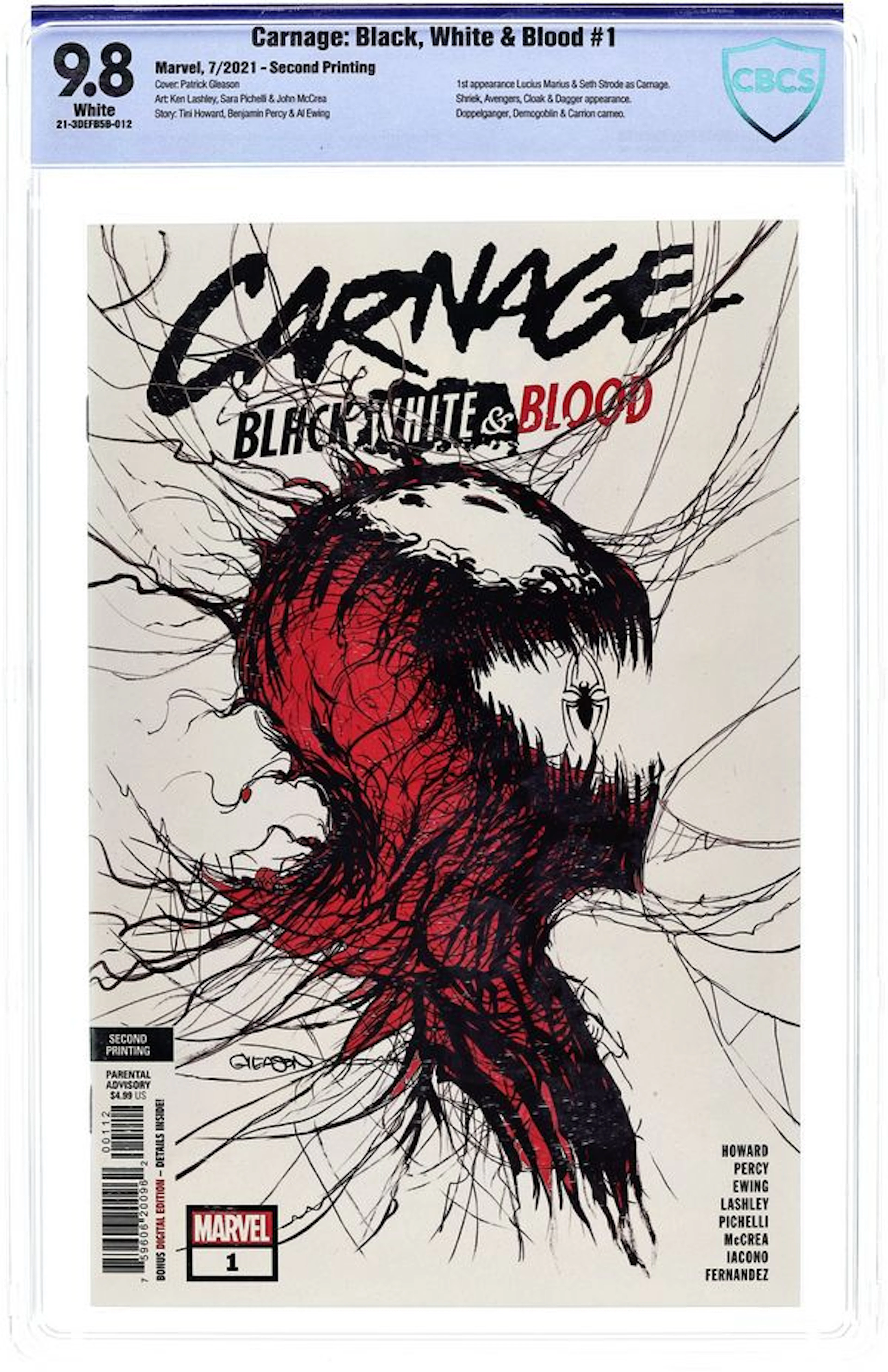 Carnage Black, White and Blood (2021 Marvel) 1G CBCS 9.8