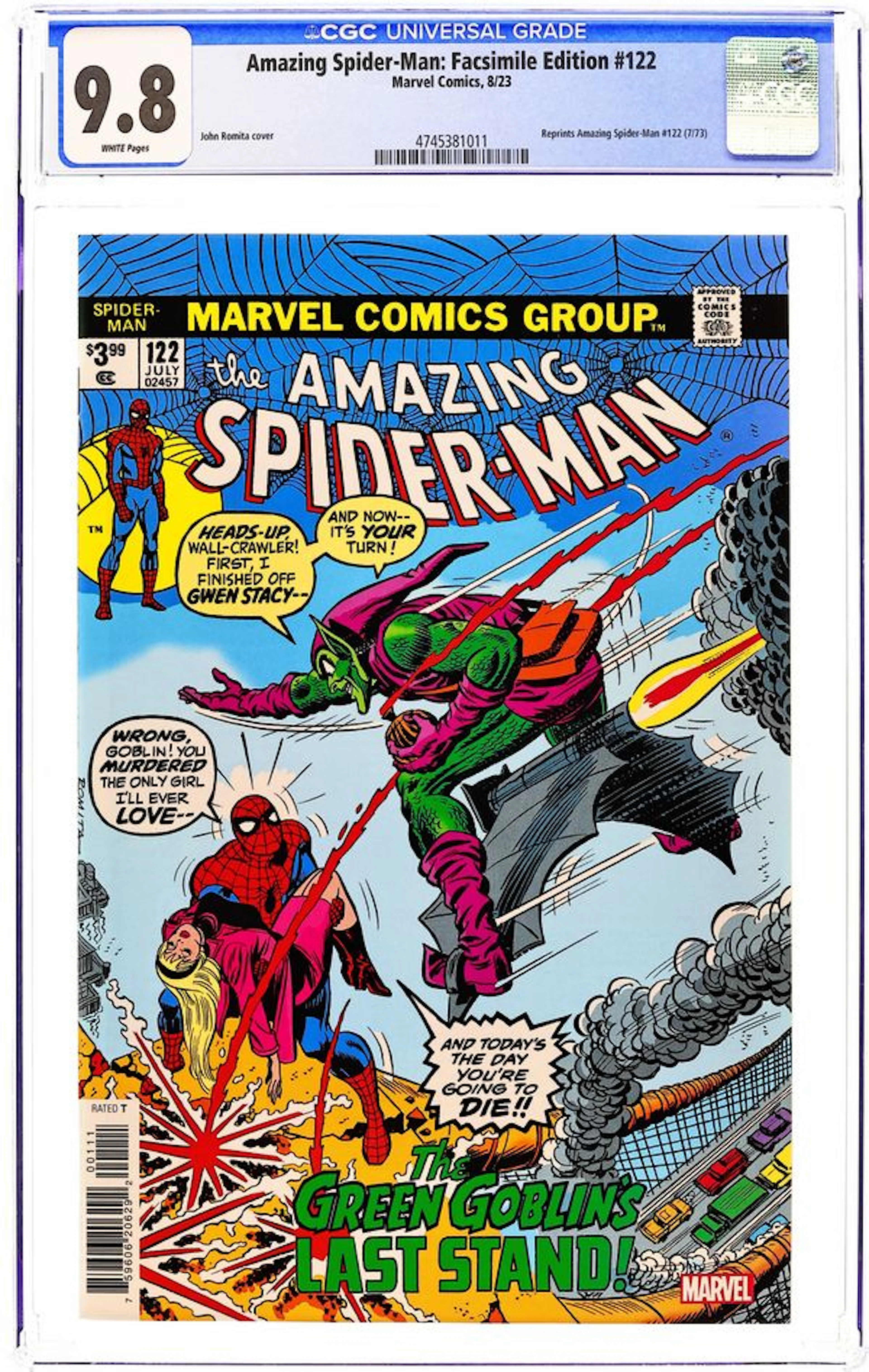 Amazing Spider-Man (1963 1st Series) Facsimile Edition 122 CGC 9.8
