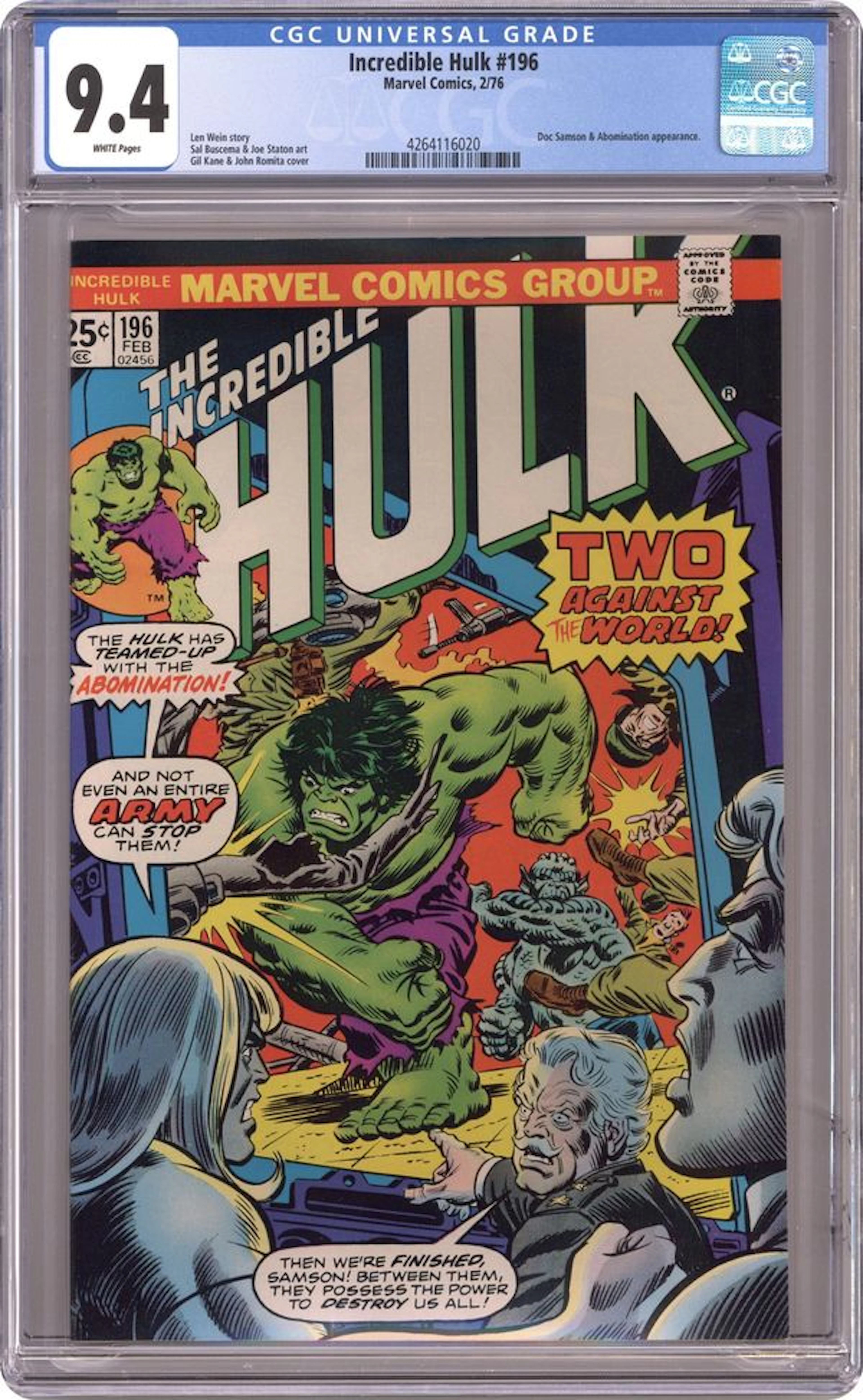 Incredible Hulk (1962 Marvel 1st Series) 196 CGC 9.4