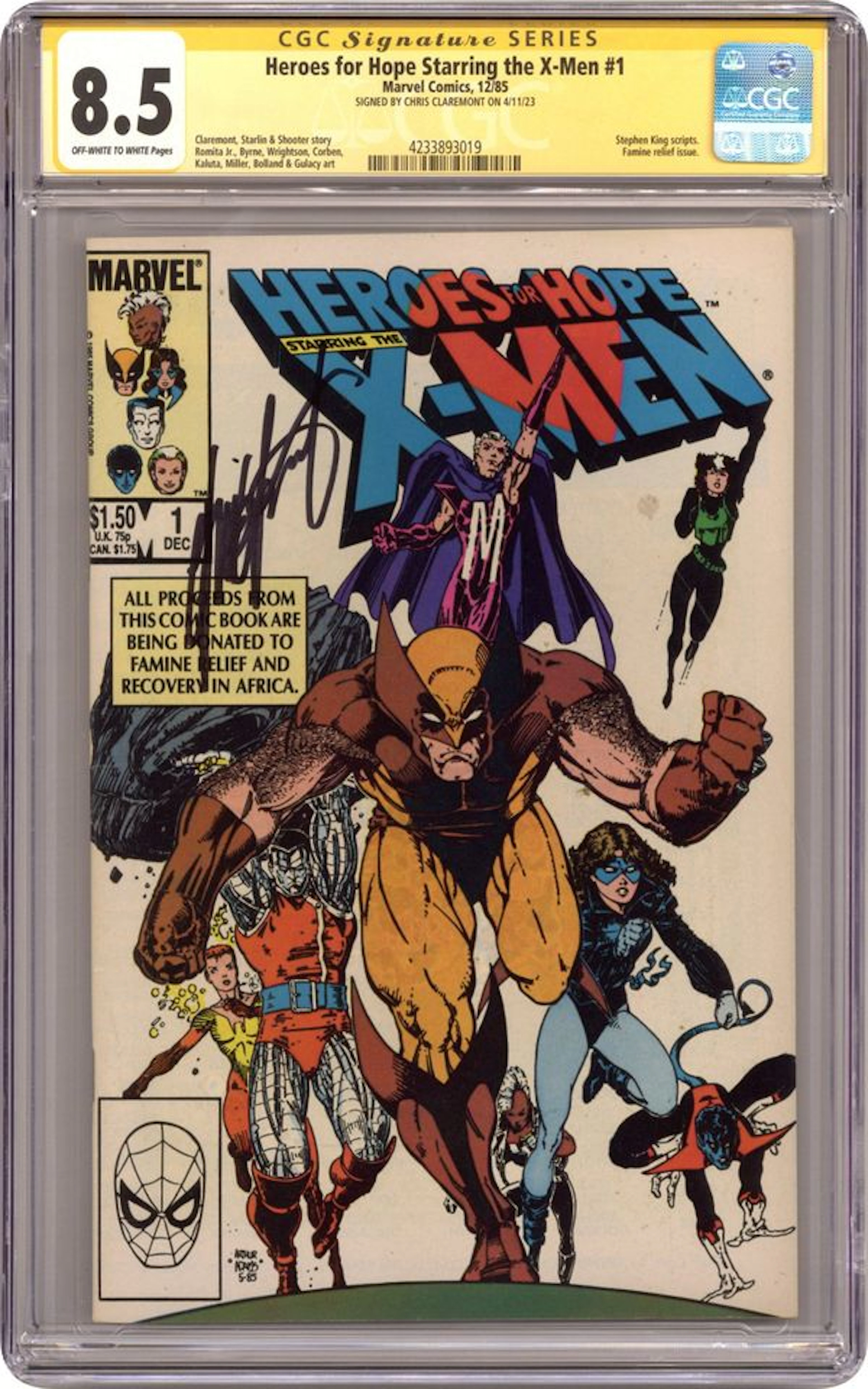 Heroes for Hope Starring the X-Men (1985) 1D CGC 8.5 SS Claremont
