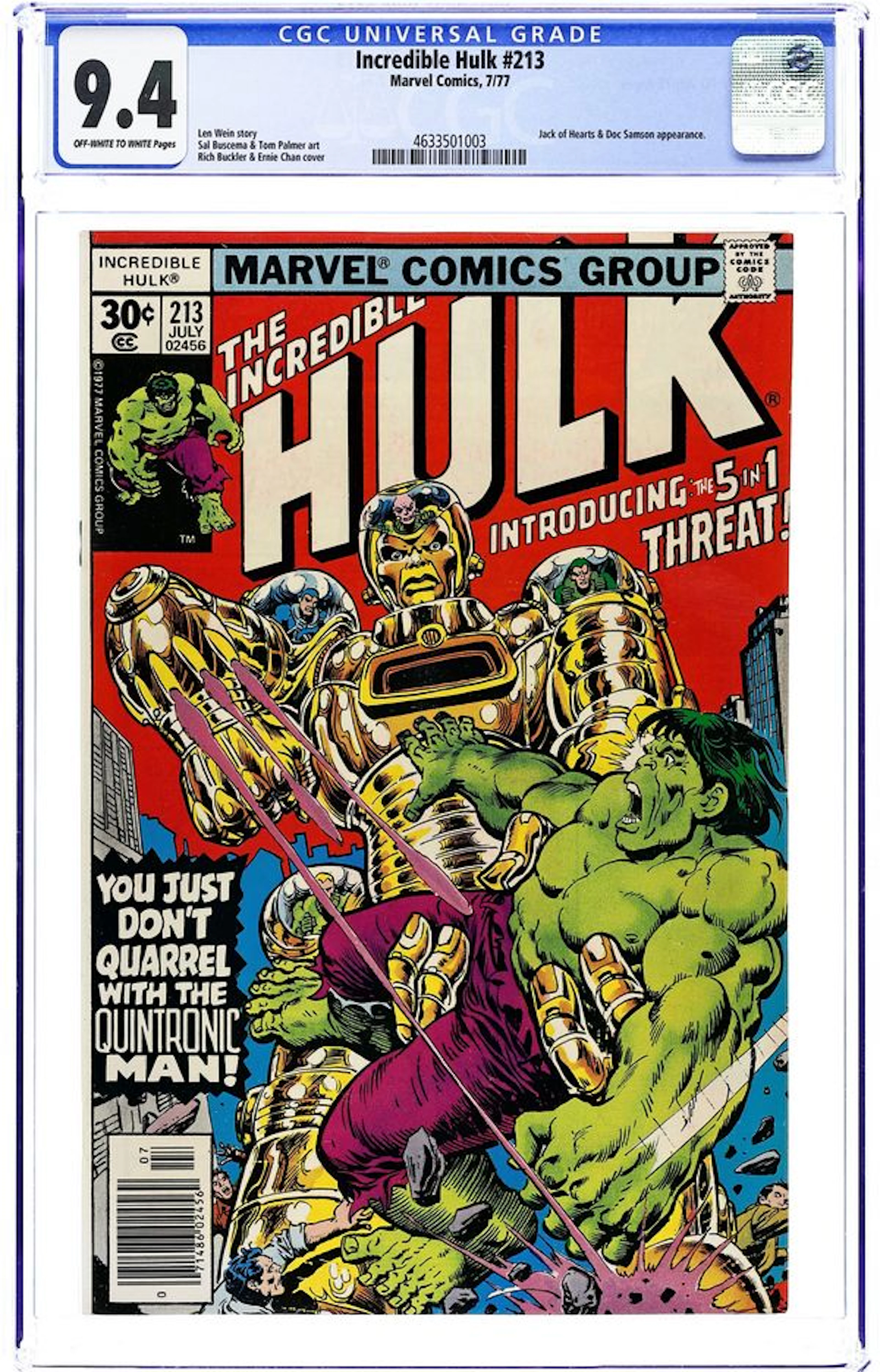Incredible Hulk (1962 Marvel 1st Series) 213 CGC 9.4