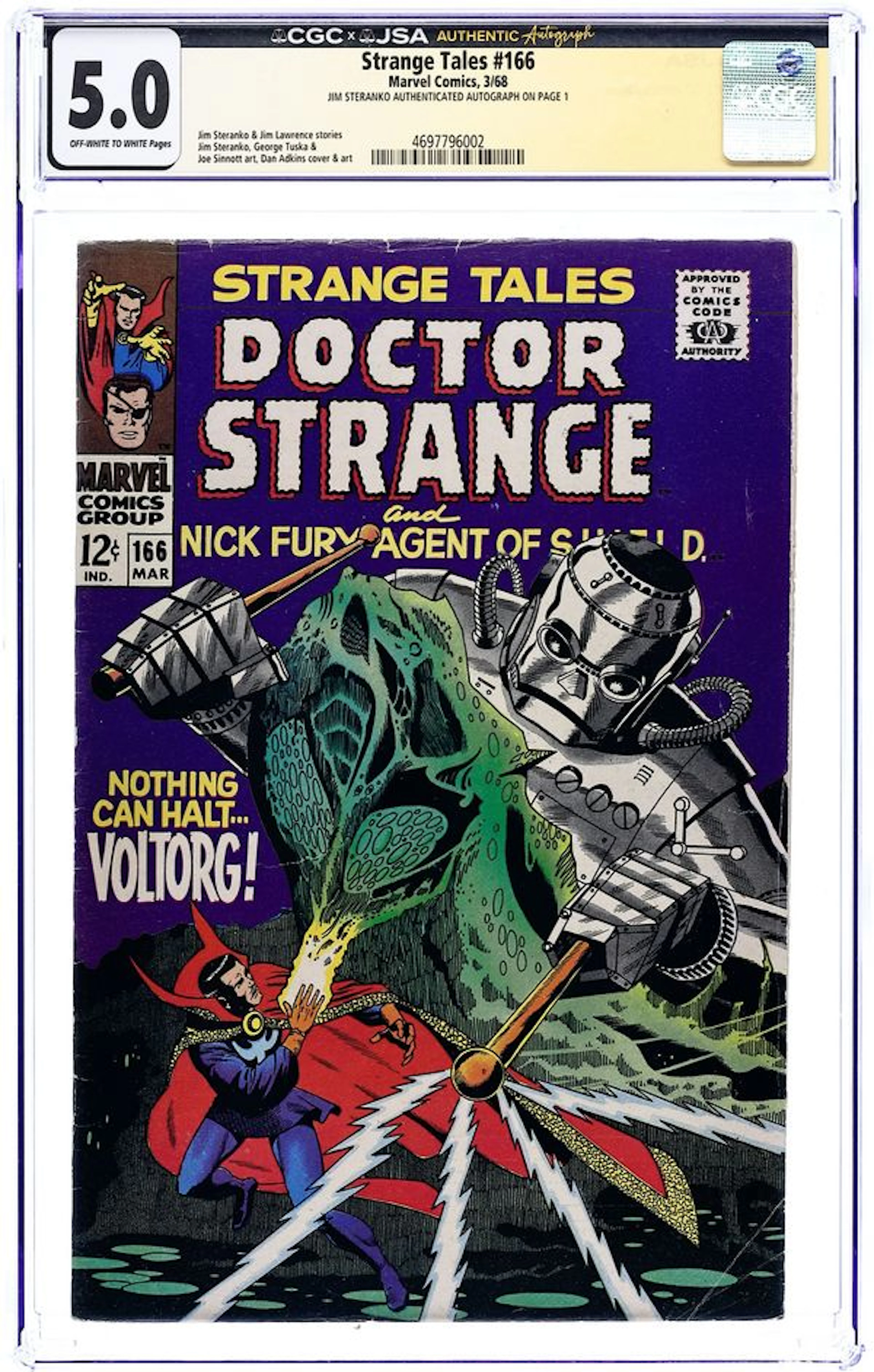 Strange Tales (1951 1st Series) 166 CGC 5.0 JSA Steranko