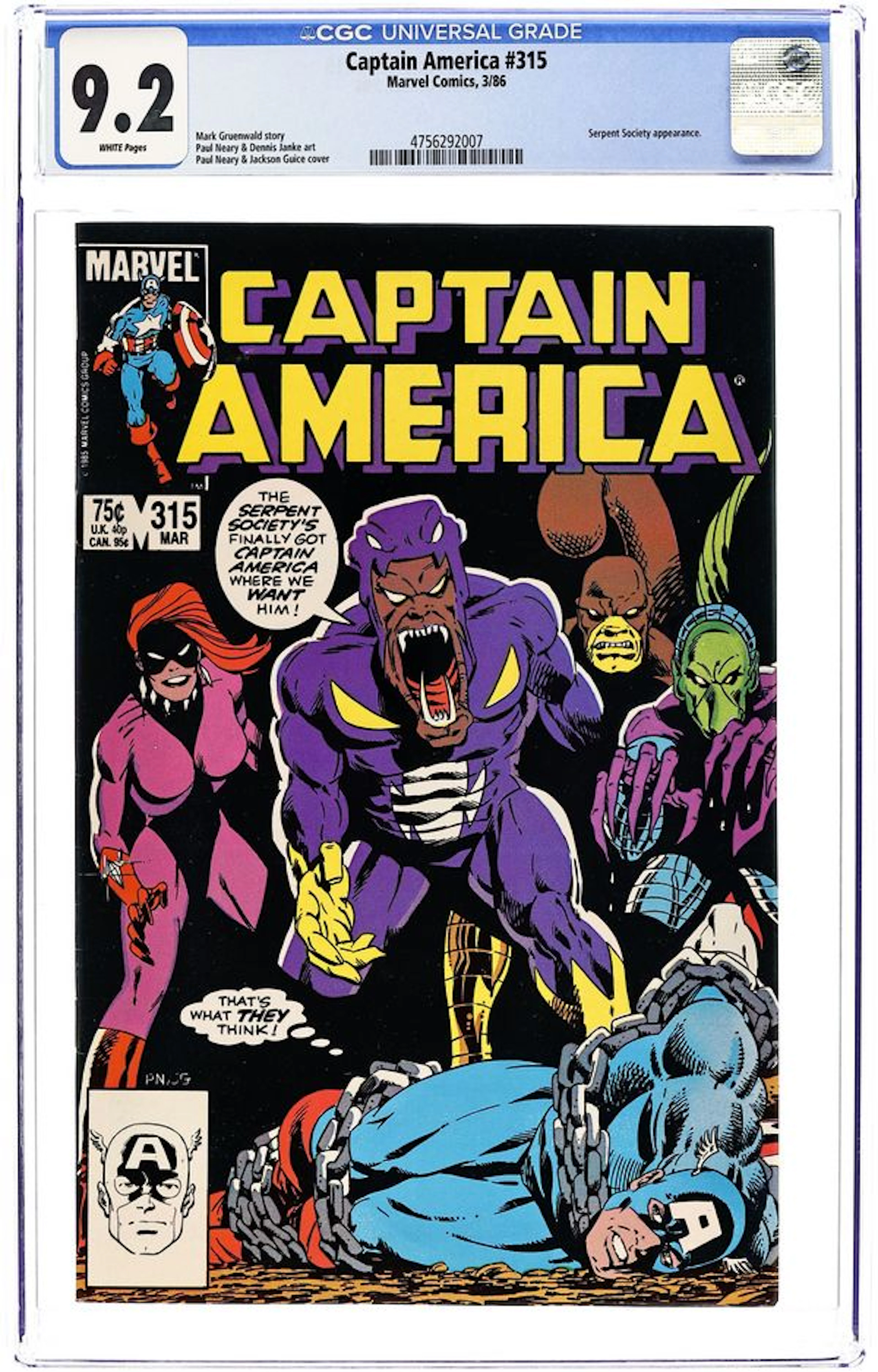 Captain America (1968 1st Series) 315 CGC 9.2