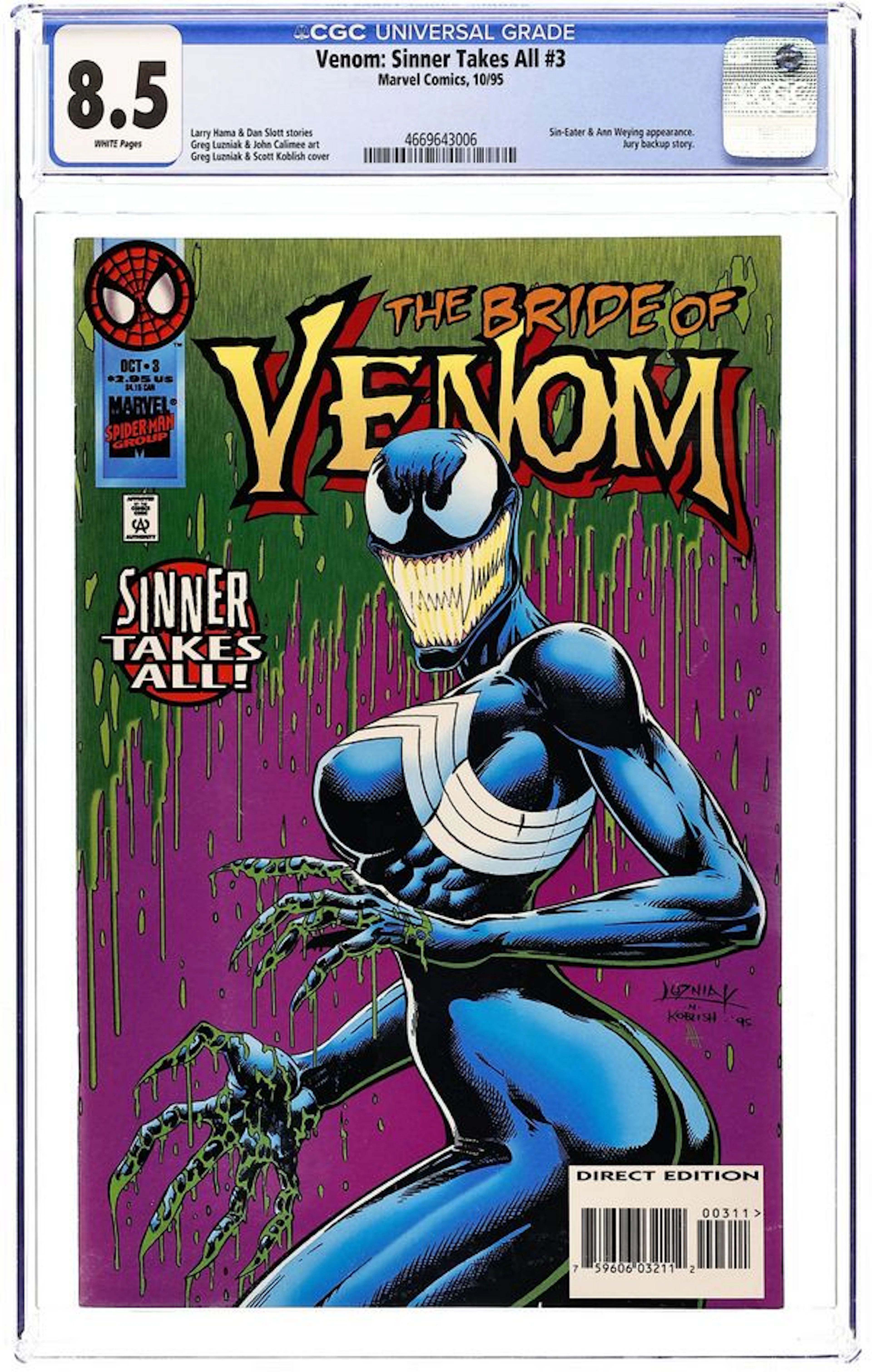 Venom Sinner Takes All (1995) 3 CGC 8.5