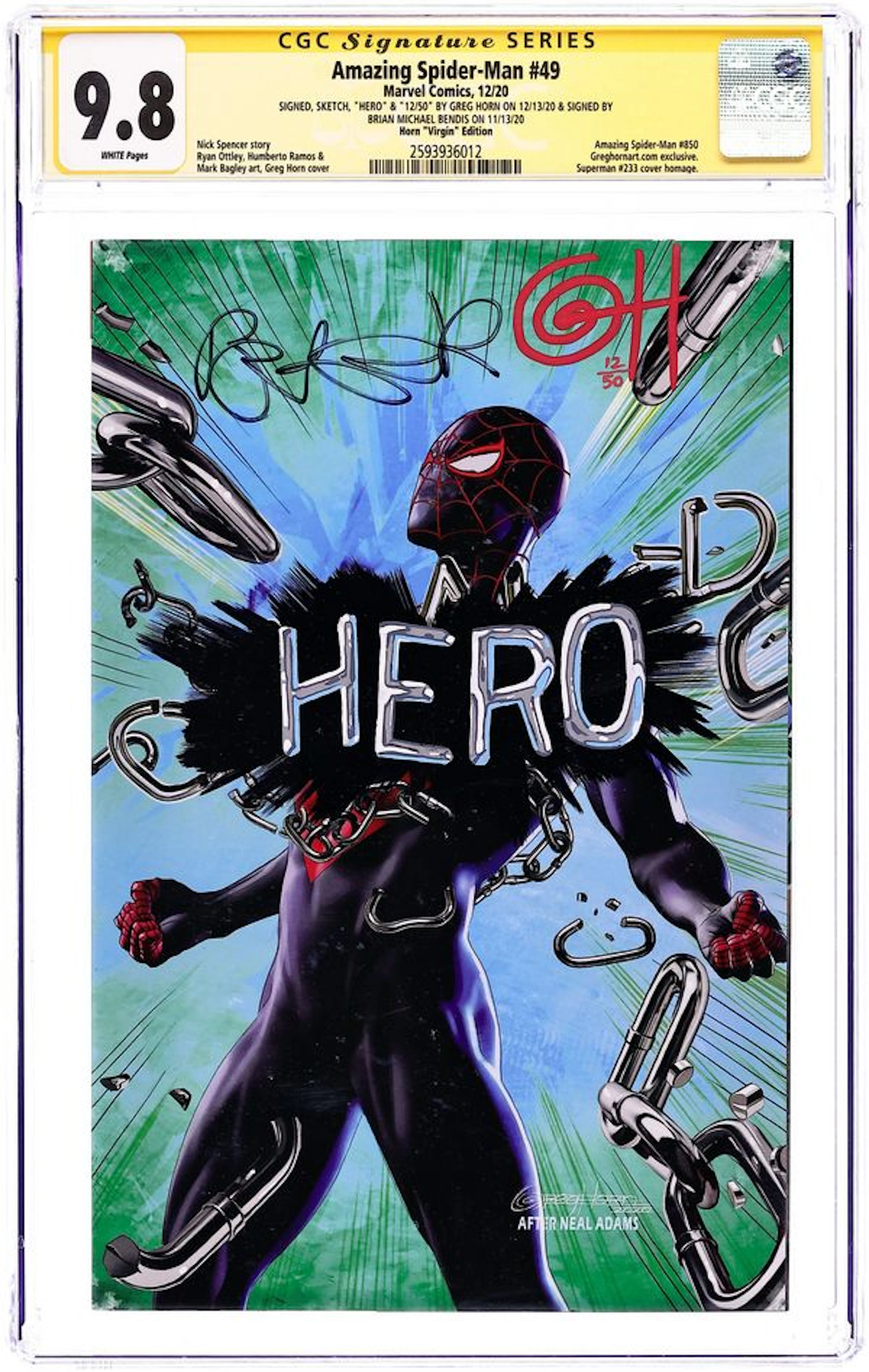 Amazing Spider-Man (2018 6th Series) 49HORN.B CGC 9.8 SS Horn/Bendis
