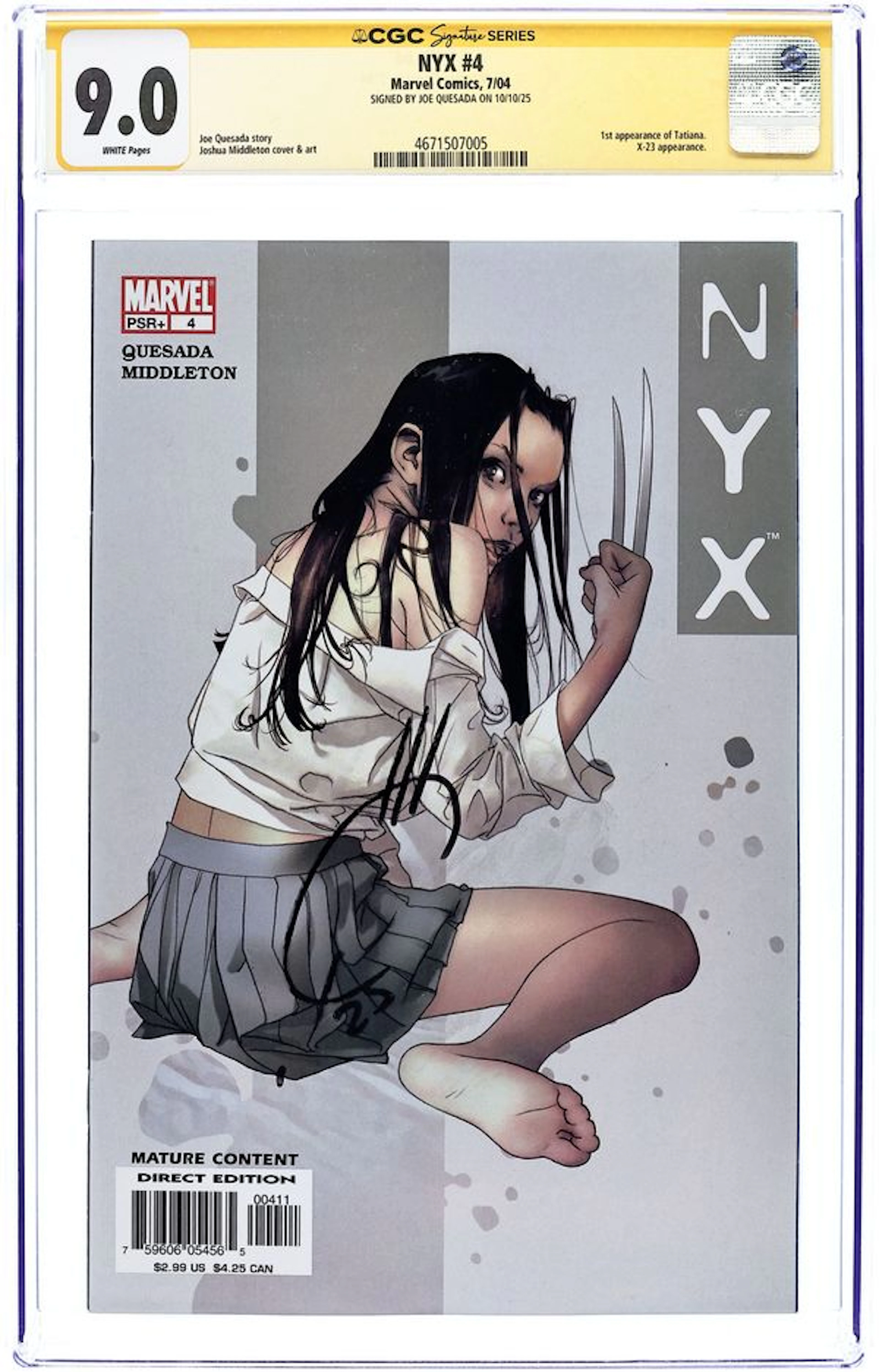 NYX (2003) 4 CGC 9.0 SS Quesada