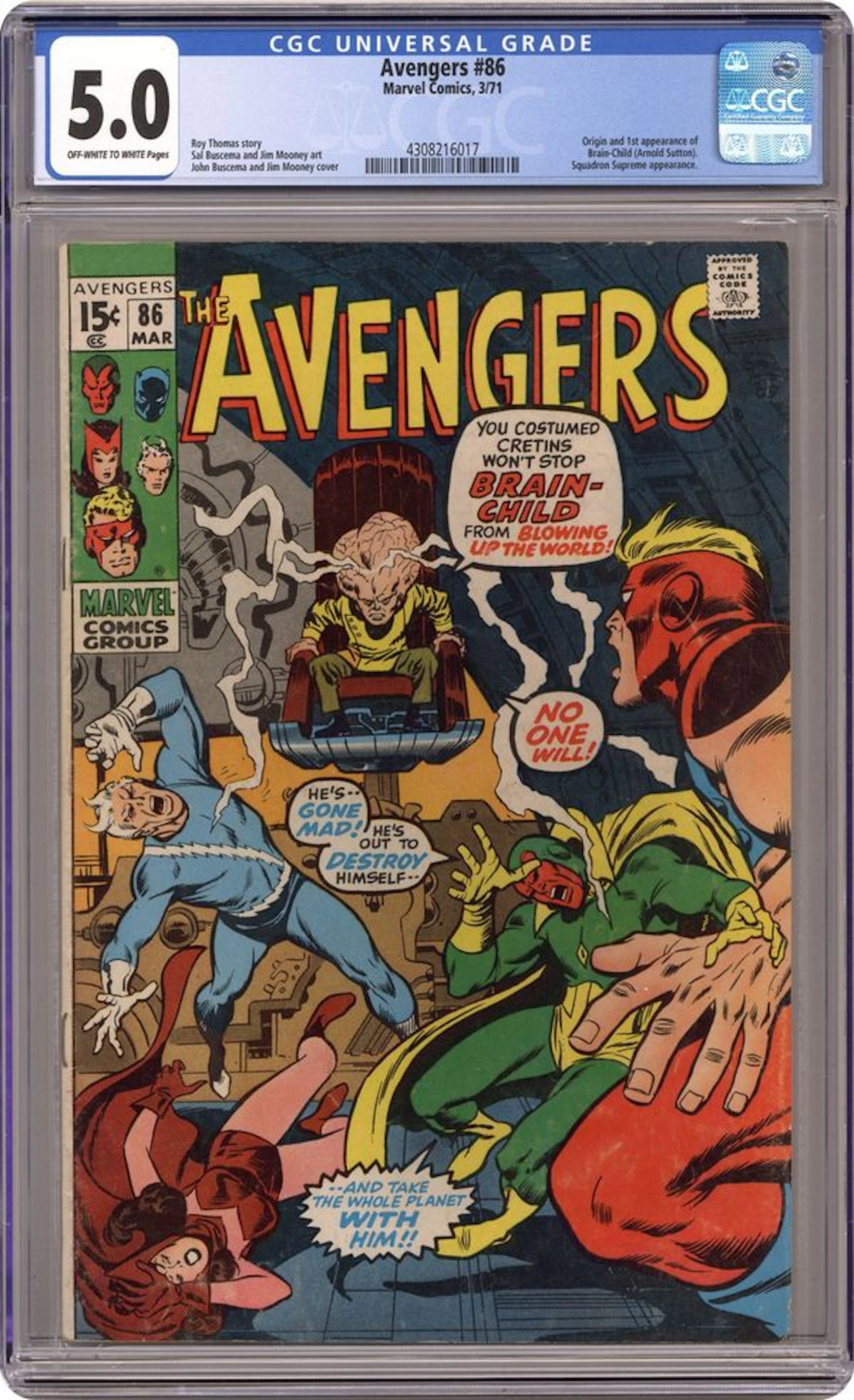 Avengers (1963 1st Series) 86 CGC 5.0