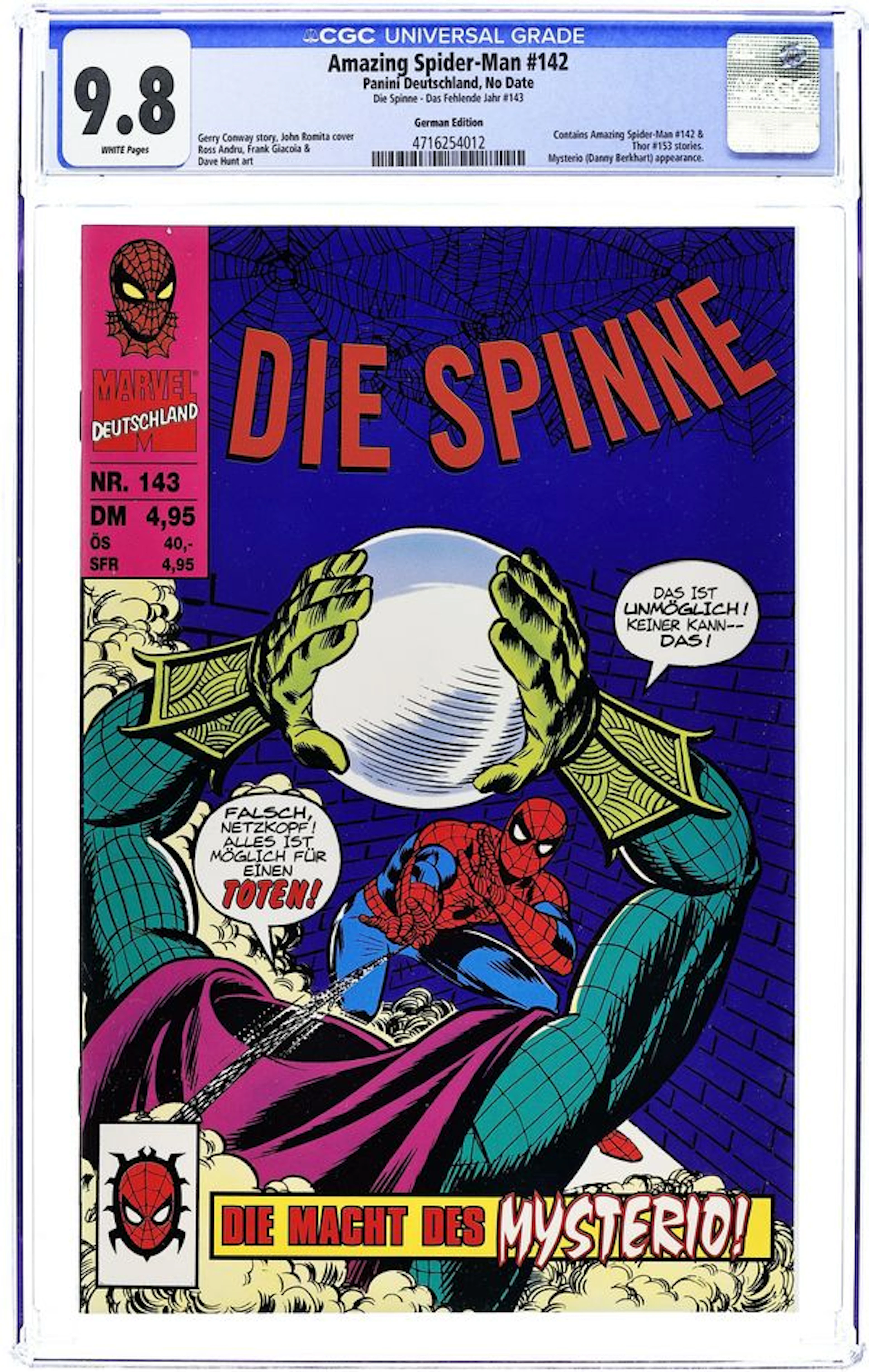 Die Spinne Das Fehlende Jahr (German 1998 Marvel Deutschland/Panini)