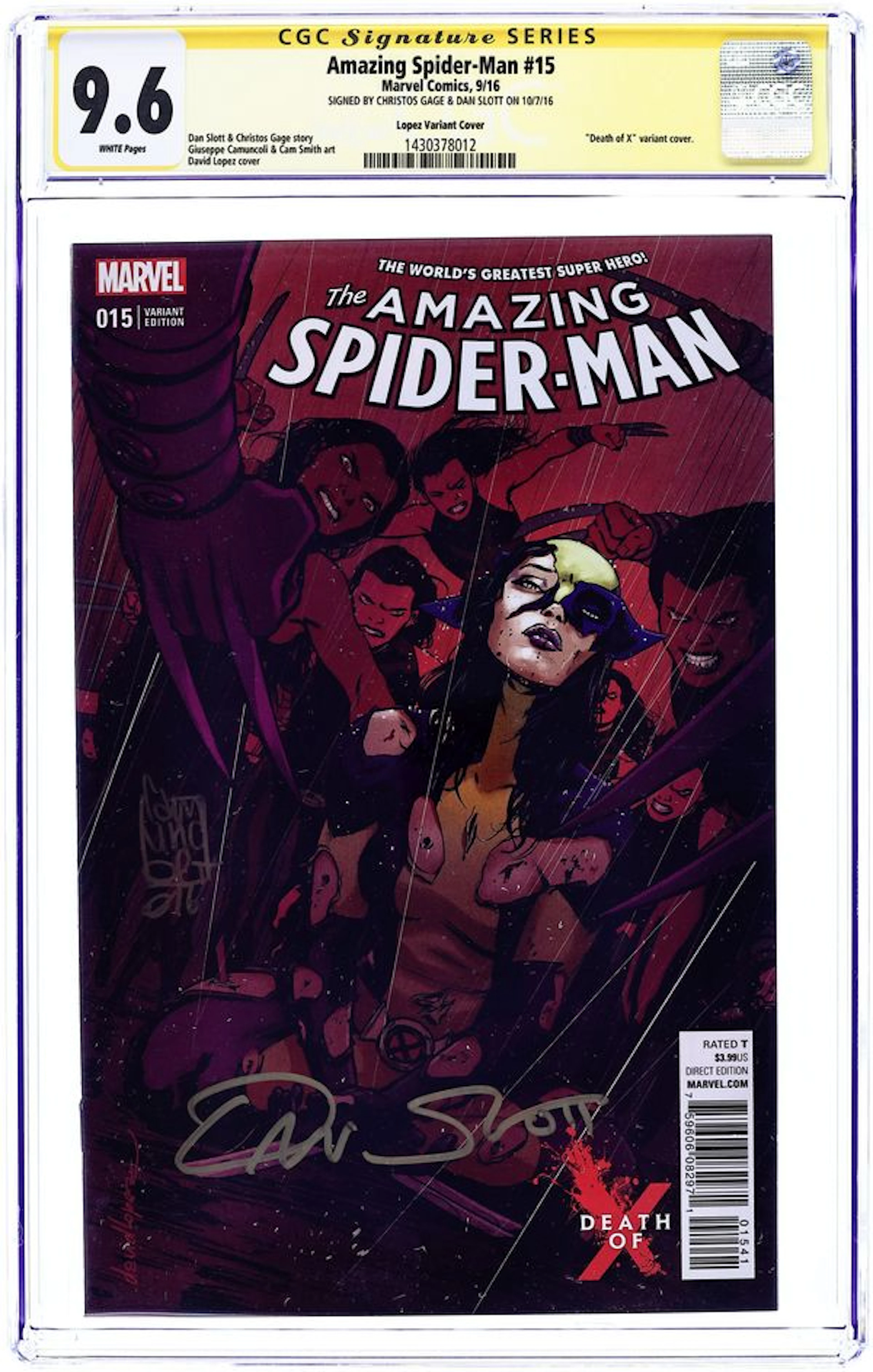 Amazing Spider-Man (2015 4th Series) 15B CGC 9.6 SS Gage/Slott