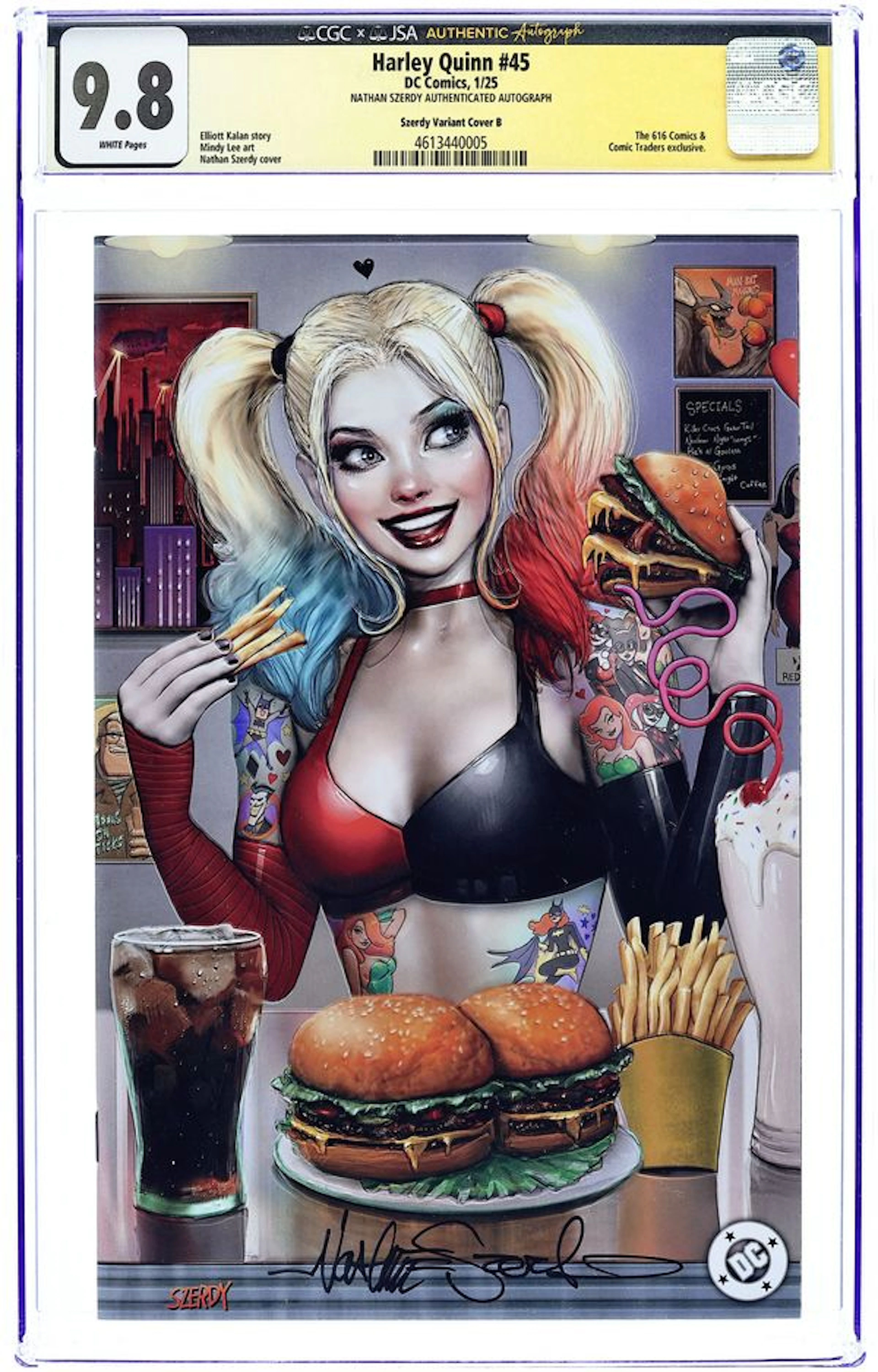 Harley Quinn (2021 DC) 45THE616.B CGC 9.8 JSA Szerdy Variant Cover B.