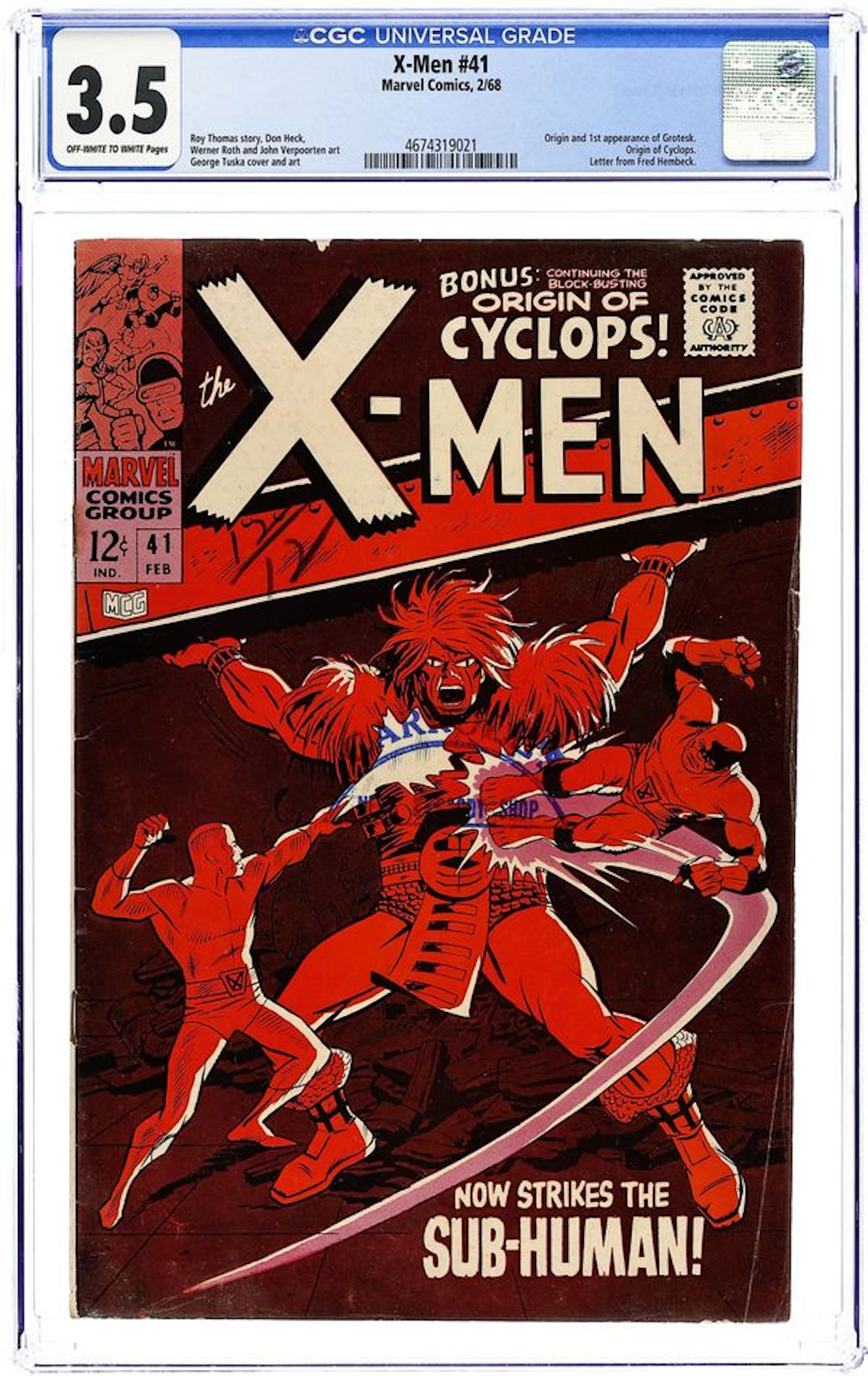 Uncanny X-Men (1963 1st Series) 41 CGC 3.5
