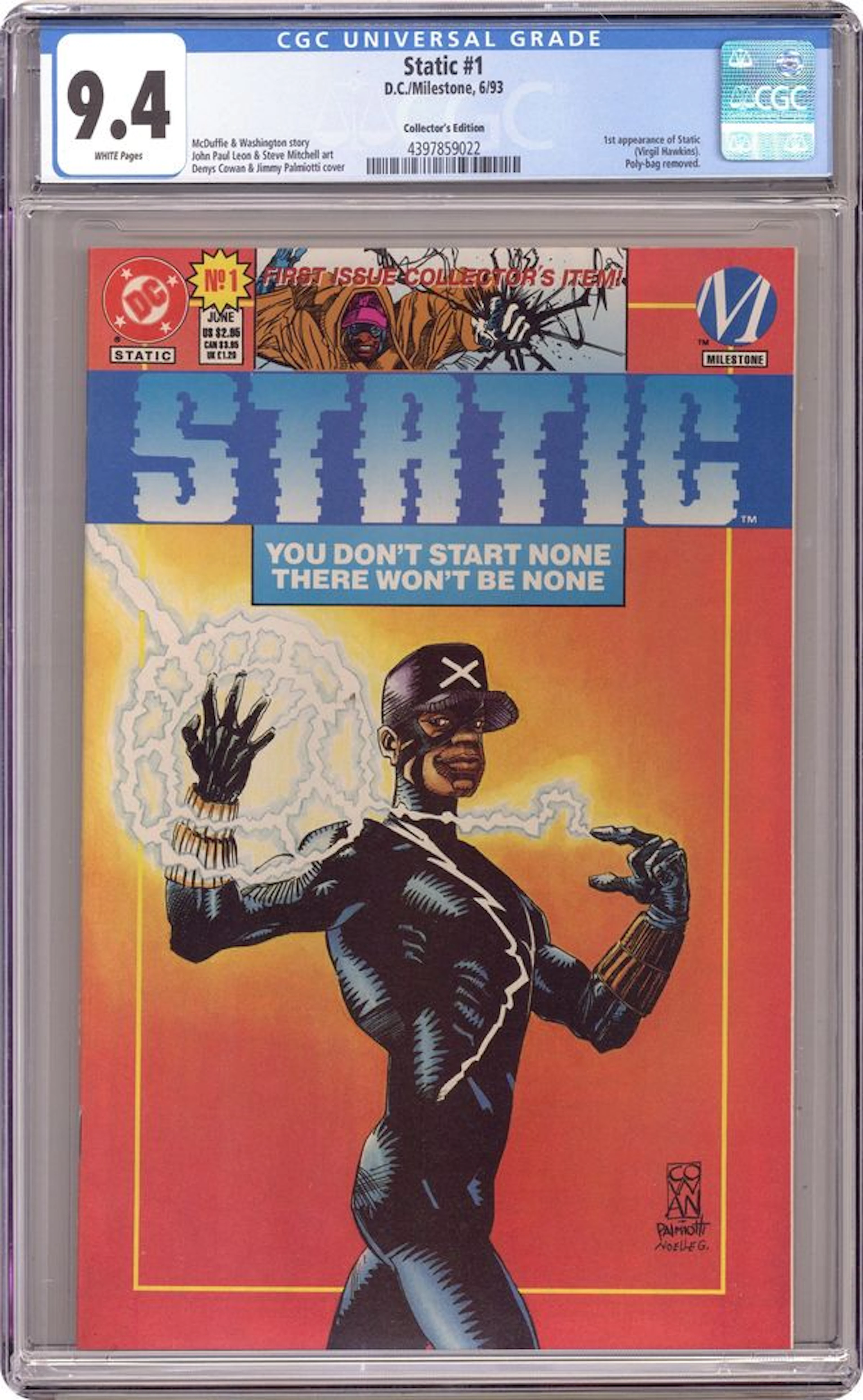 Static (1993 DC) Milestone 1A.U CGC 9.4