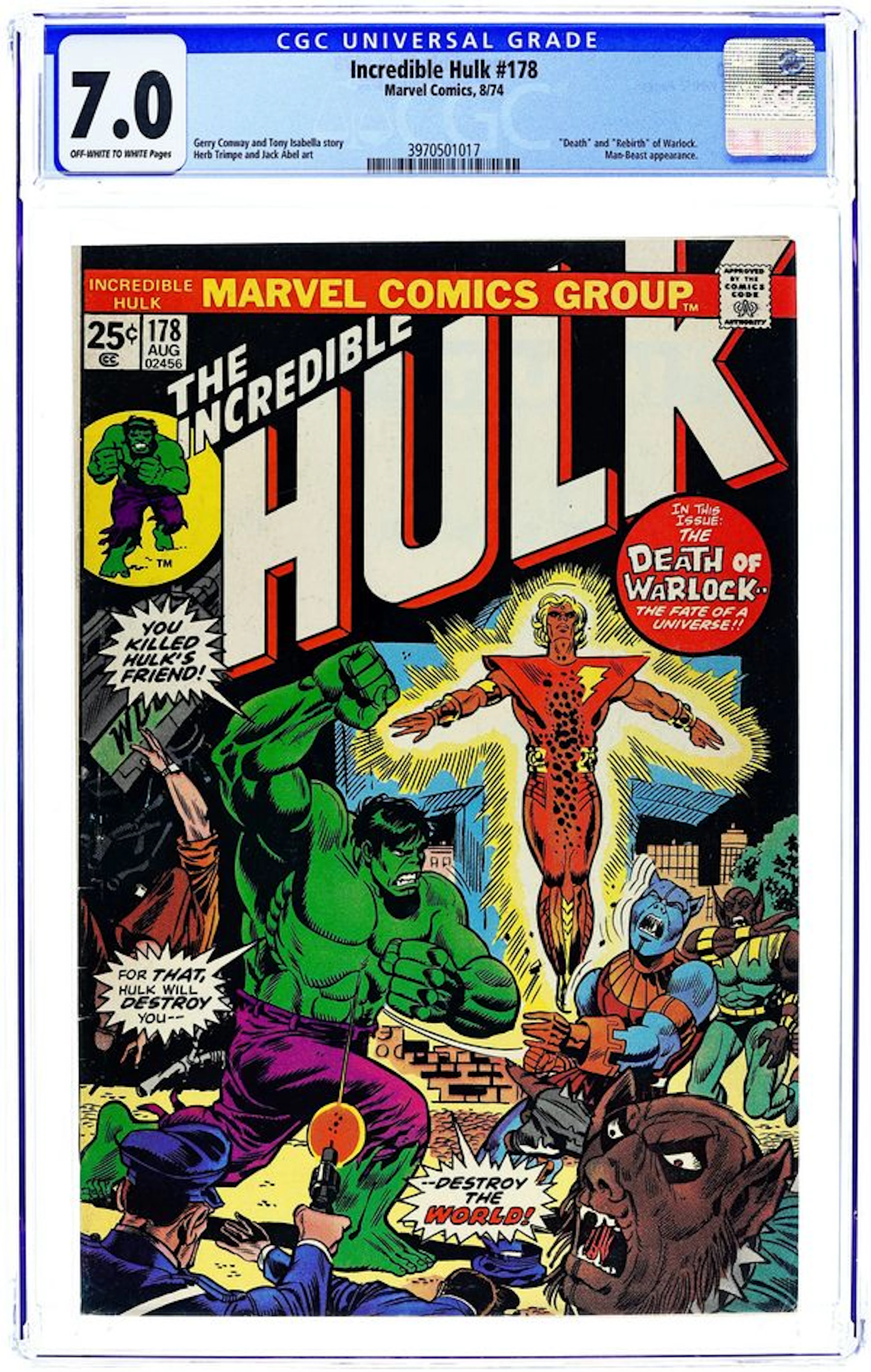 Incredible Hulk (1962 Marvel 1st Series) 178 CGC 7.0