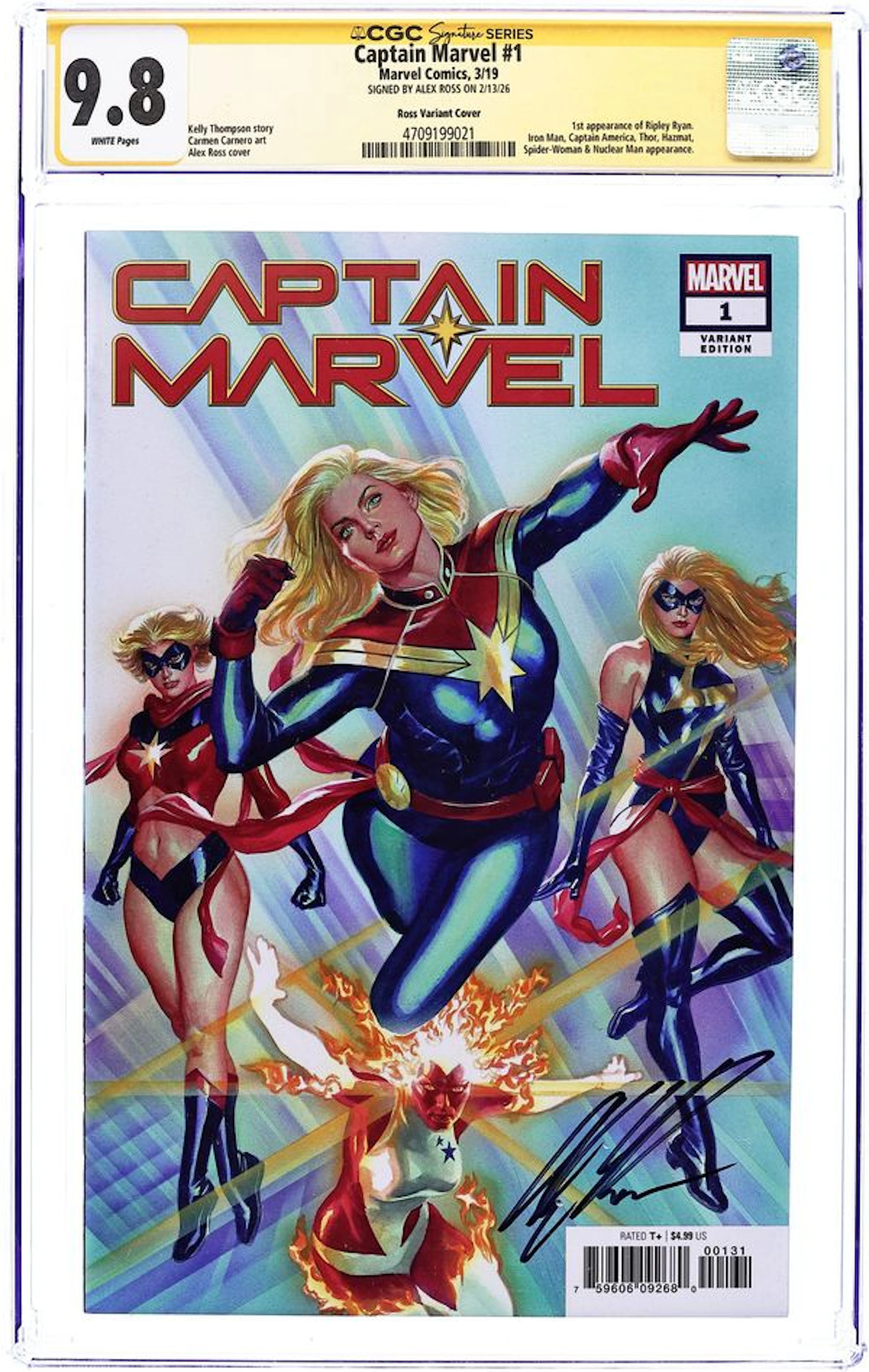 Captain Marvel (2019 11th Series) 1B CGC 9.8 SS Ross