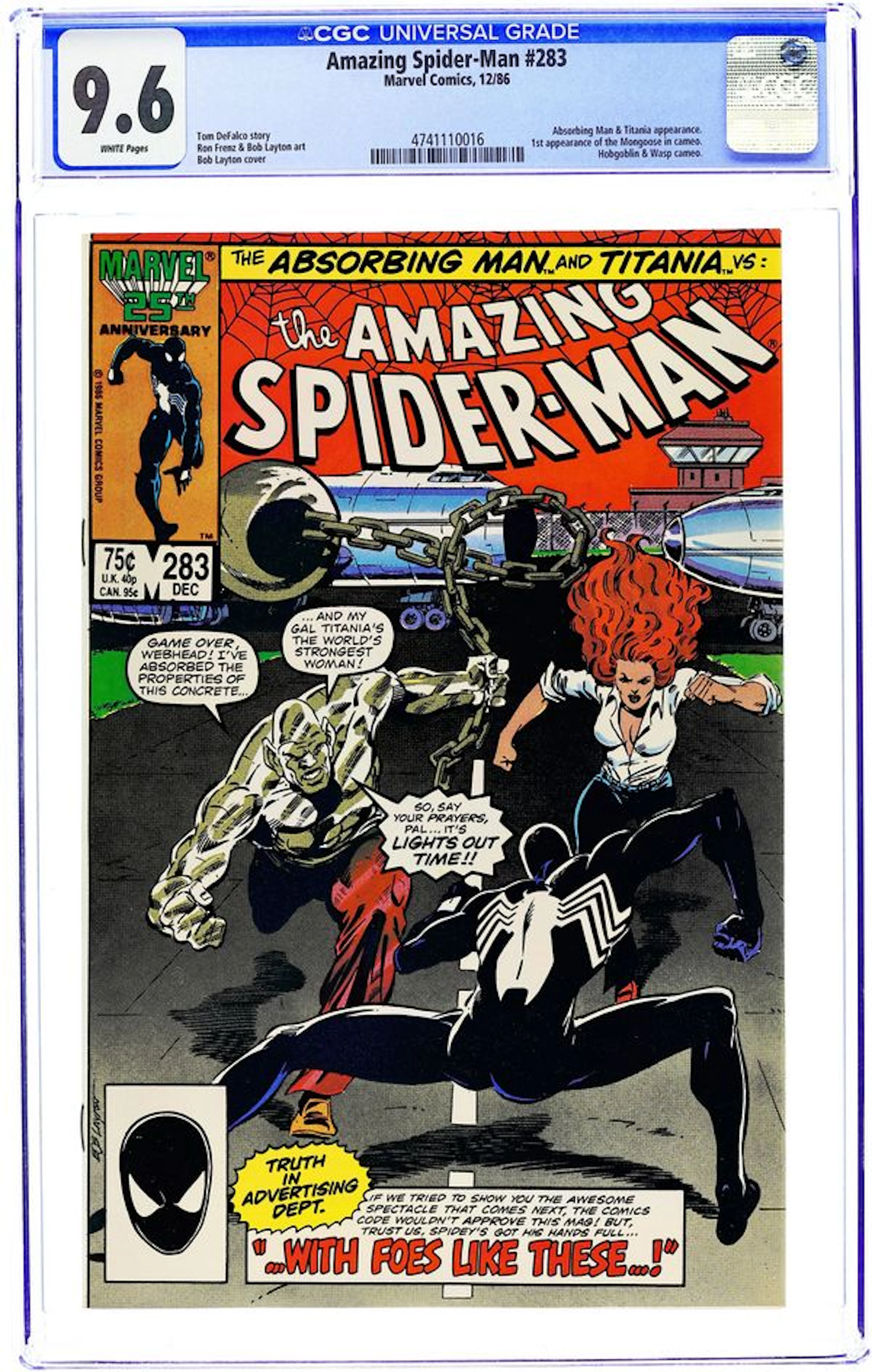 Amazing Spider-Man (1963 1st Series) 283 CGC 9.6