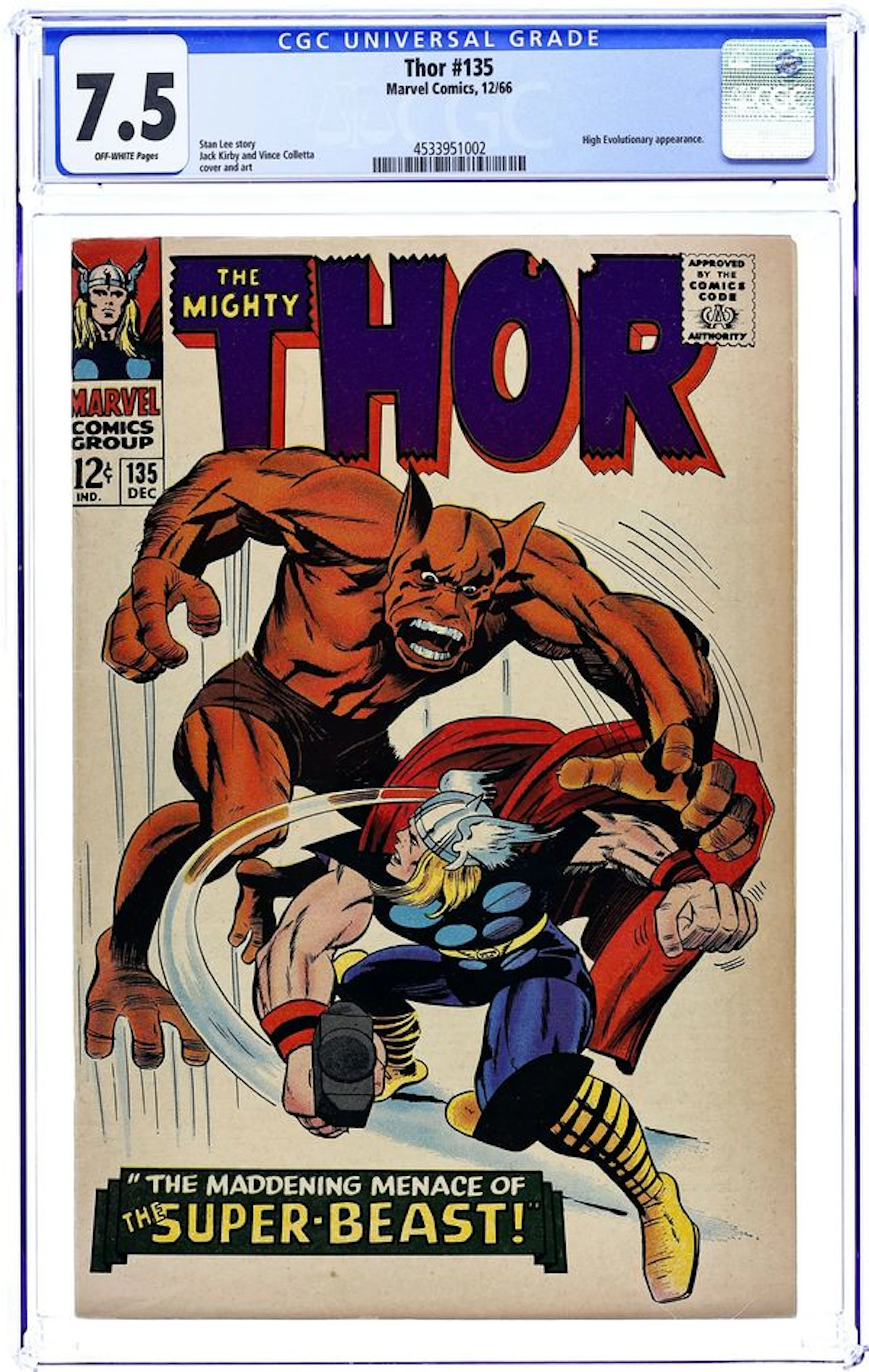Thor (1962 Marvel 1st Series Journey Into Mystery) 135 CGC 7.5