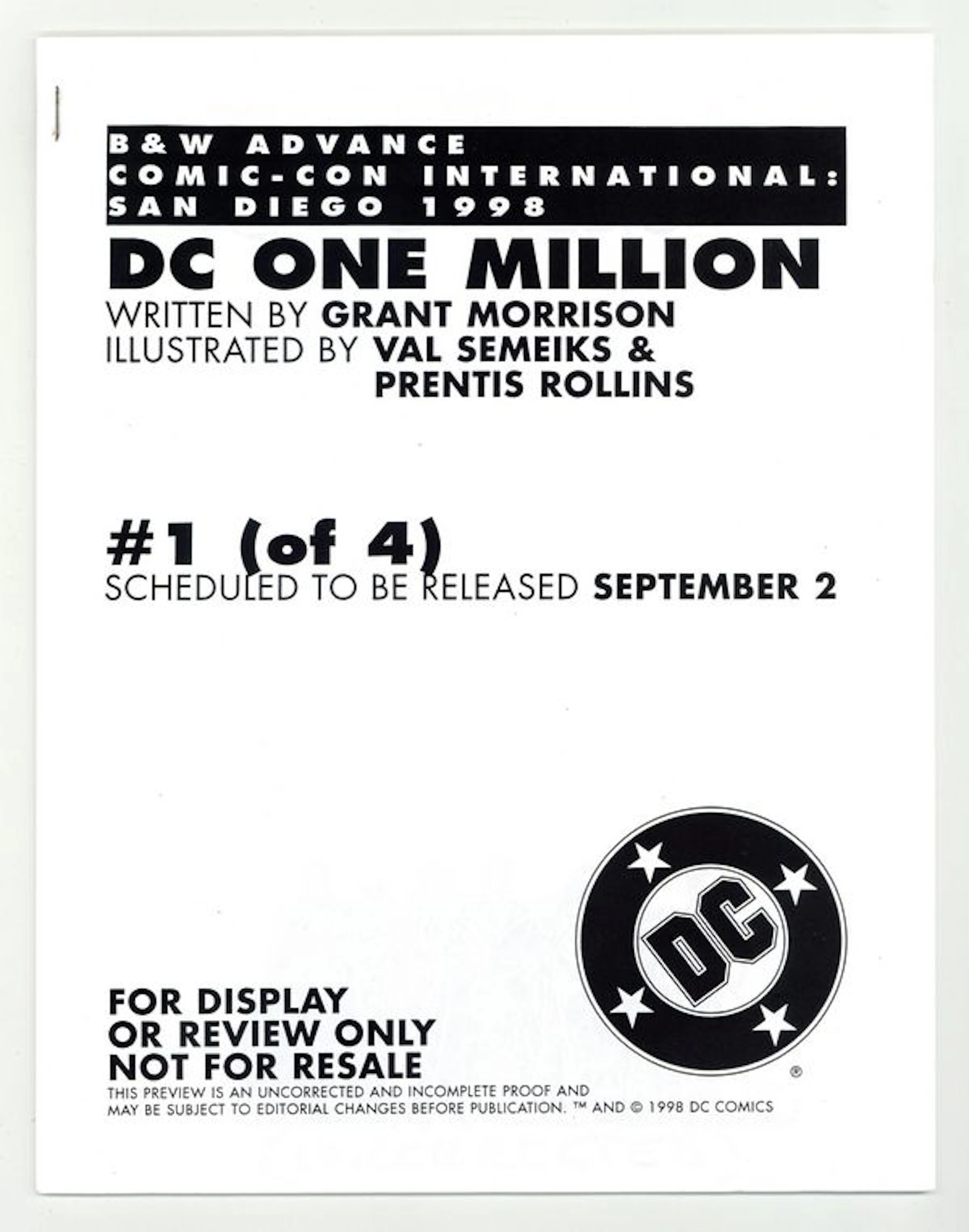 DC One Million (1998 DC) Comic-Con International San Diego Preview