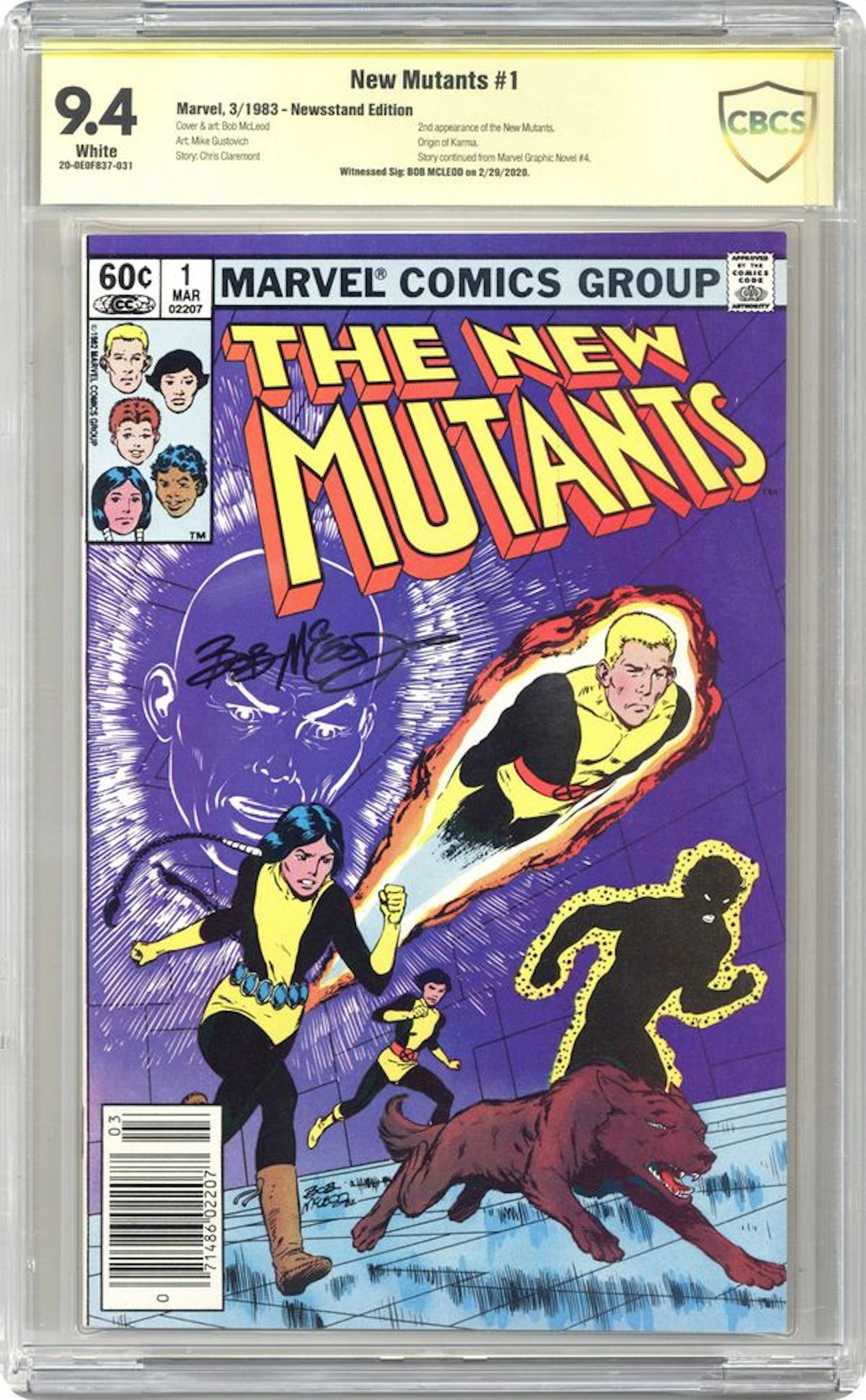 New Mutants (1983 1st Series) 1N CBCS 9.4 Witnessed Sig McLeod