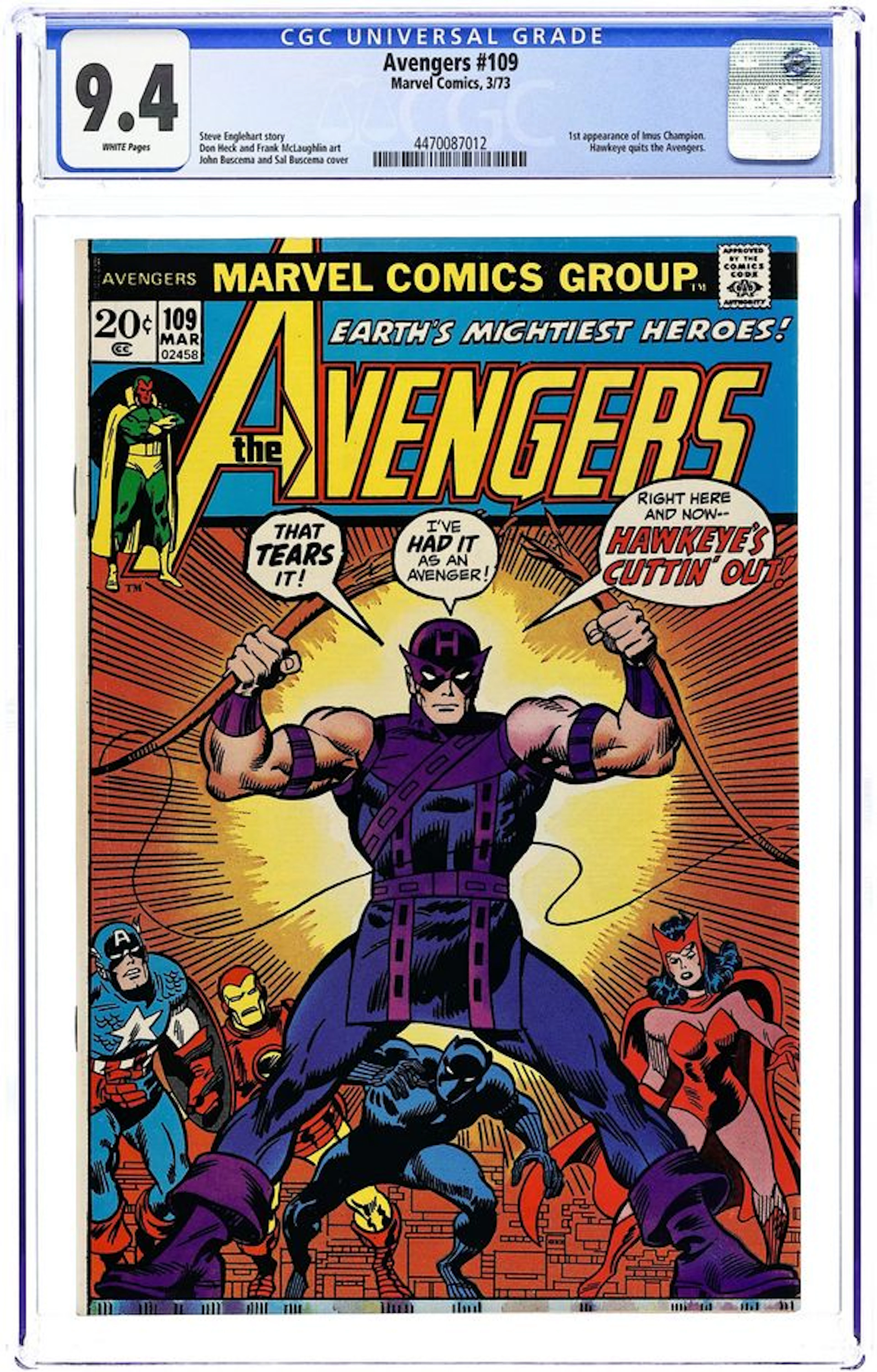 Avengers (1963 1st Series) 109 CGC 9.4
