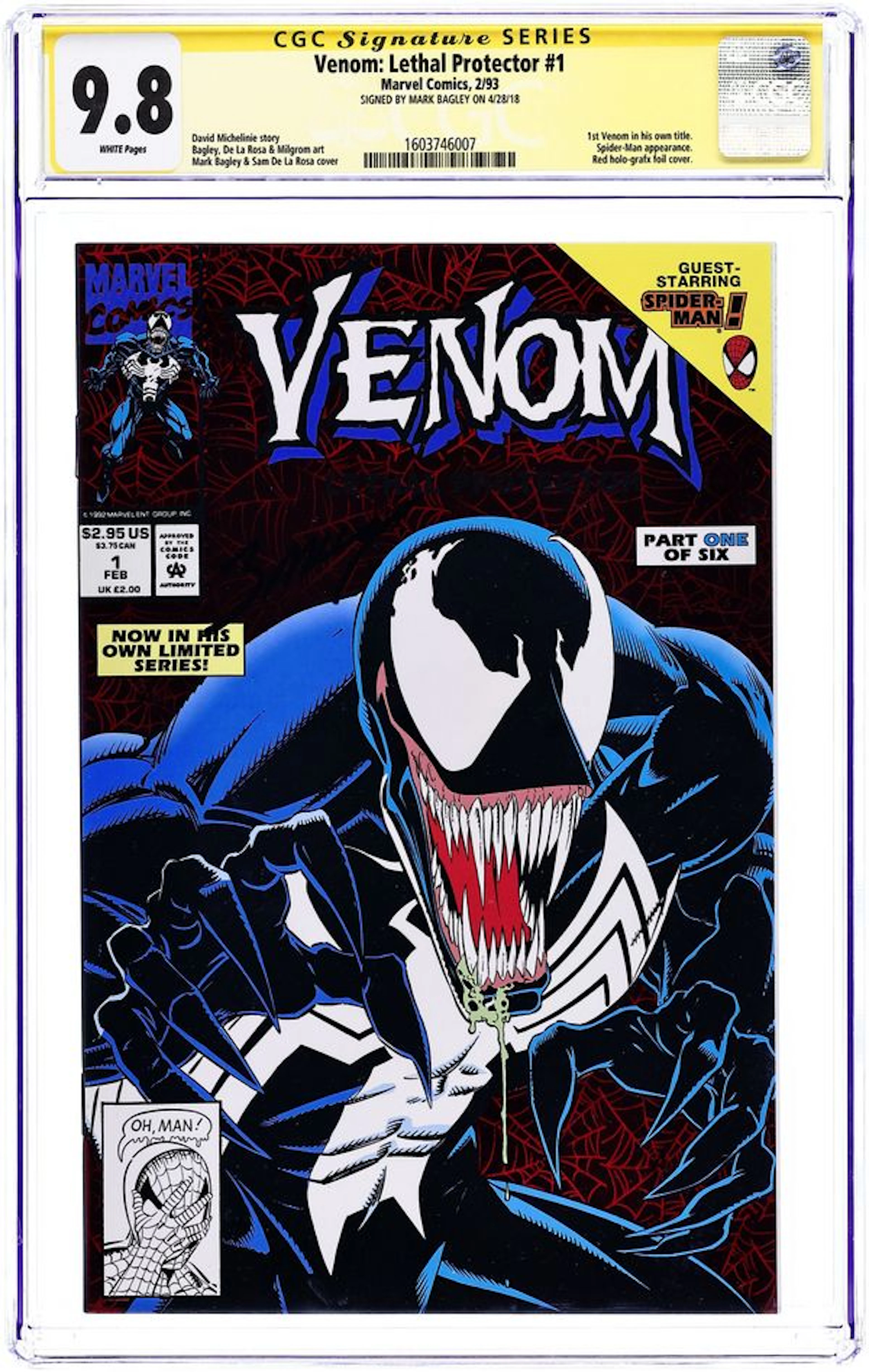 Venom Lethal Protector (1993) 1A.D CGC 9.8 SS Bagley