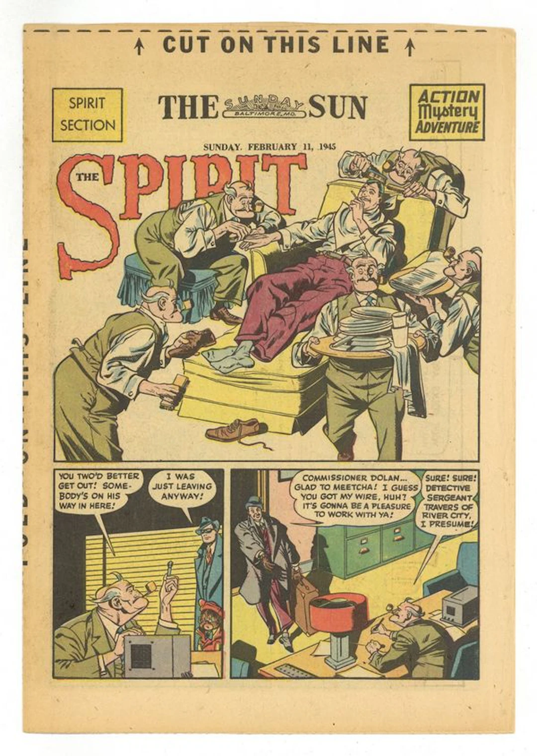 Spirit Weekly Newspaper Comic (1940-1952) Feb 11 1945 GD/VG 3.0