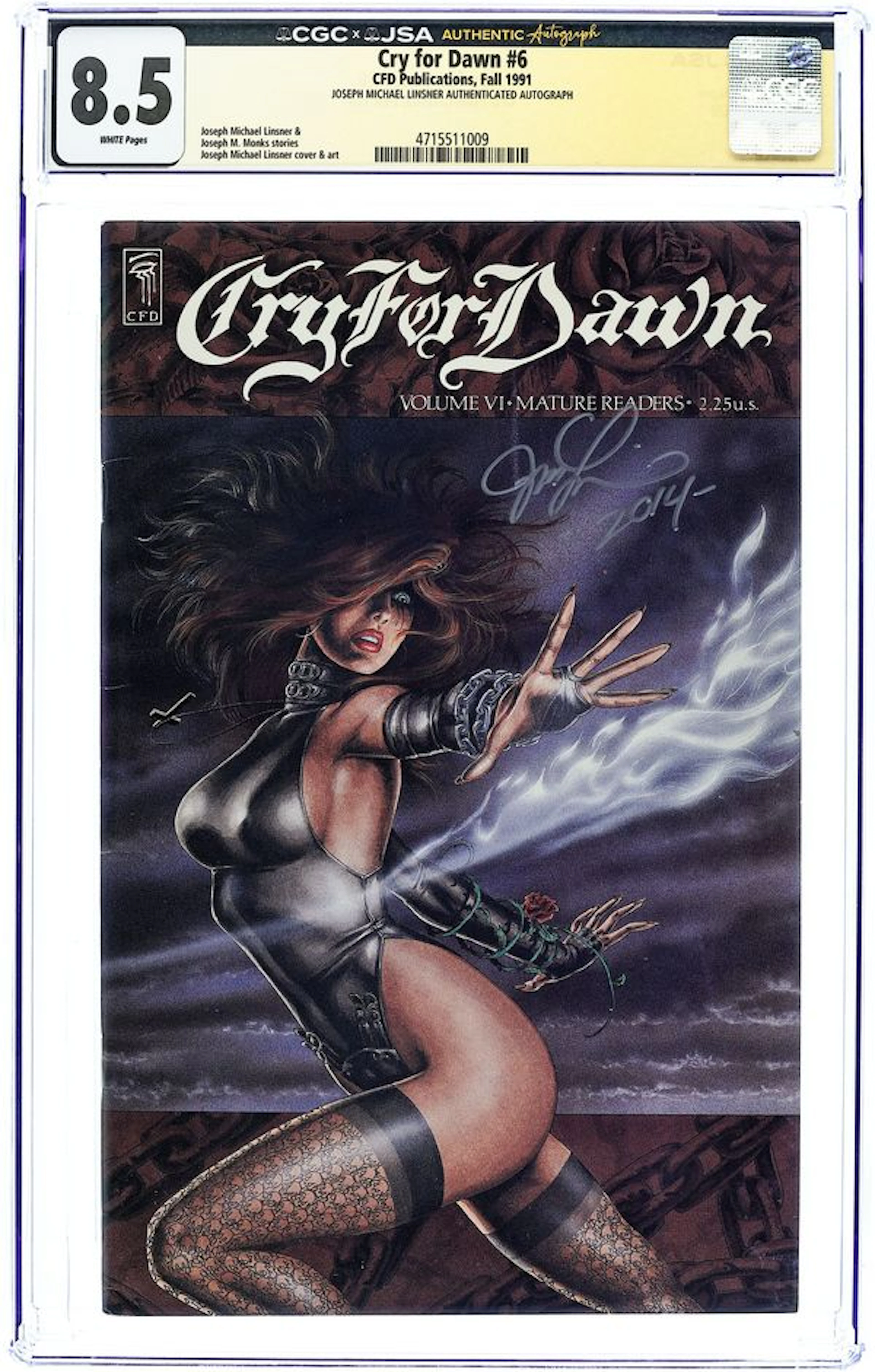 Cry for Dawn (1989) 6A CGC 8.5 JSA Linsner