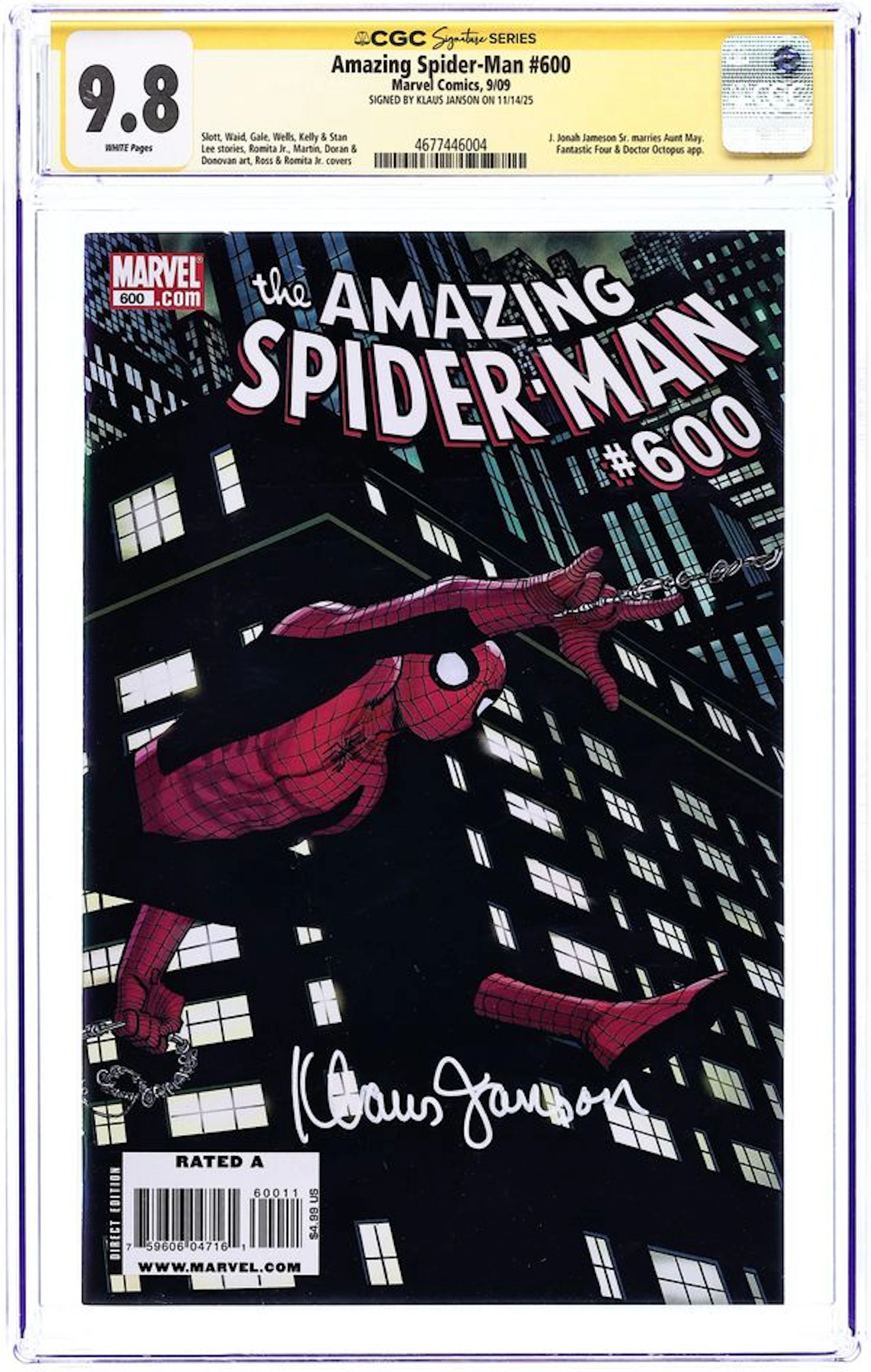Amazing Spider-Man (1998 2nd Series) 600B CGC 9.8 SS Janson.