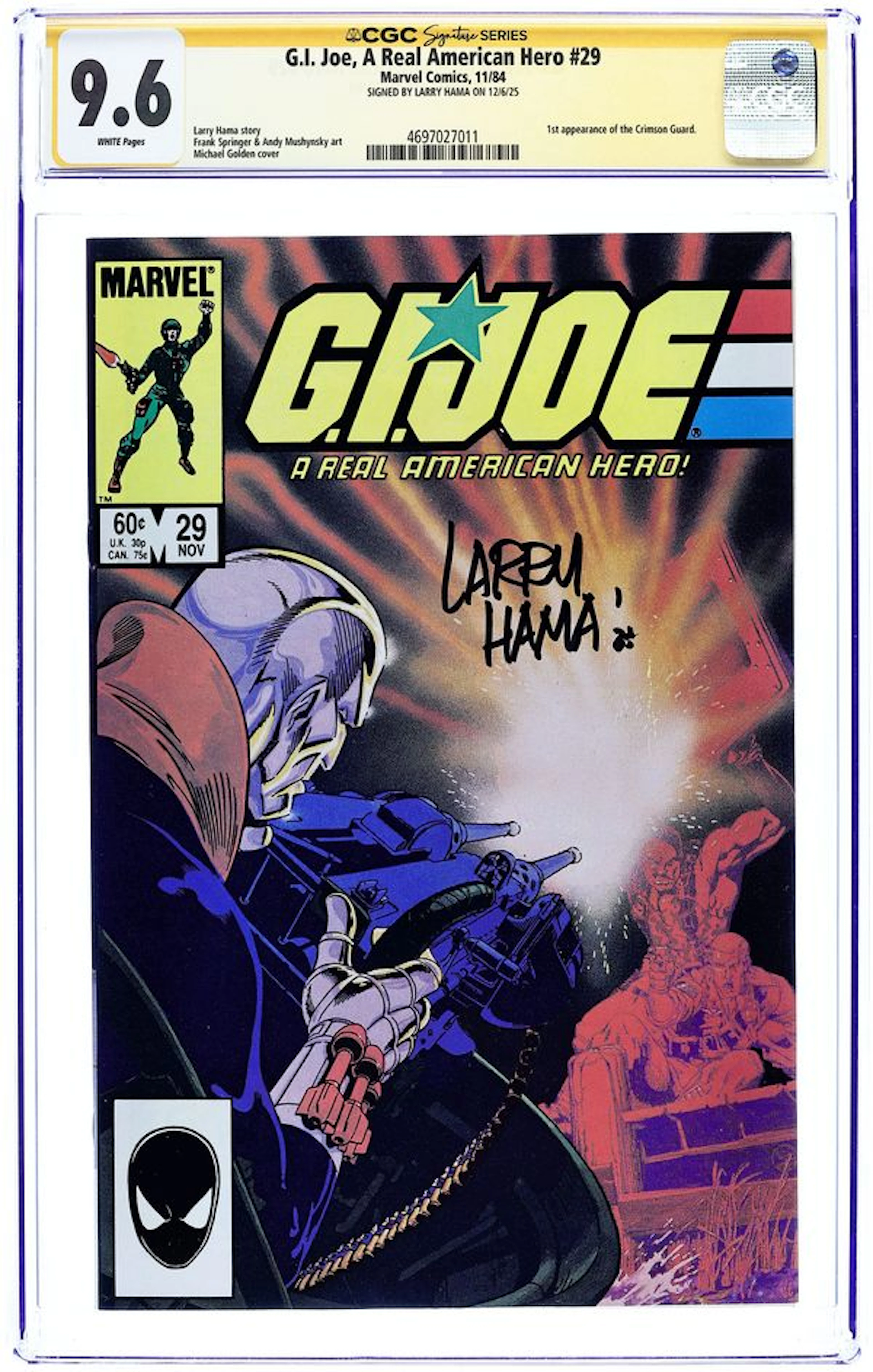 GI Joe A Real American Hero (1982 Marvel) 29 CGC 9.6 SS Hama