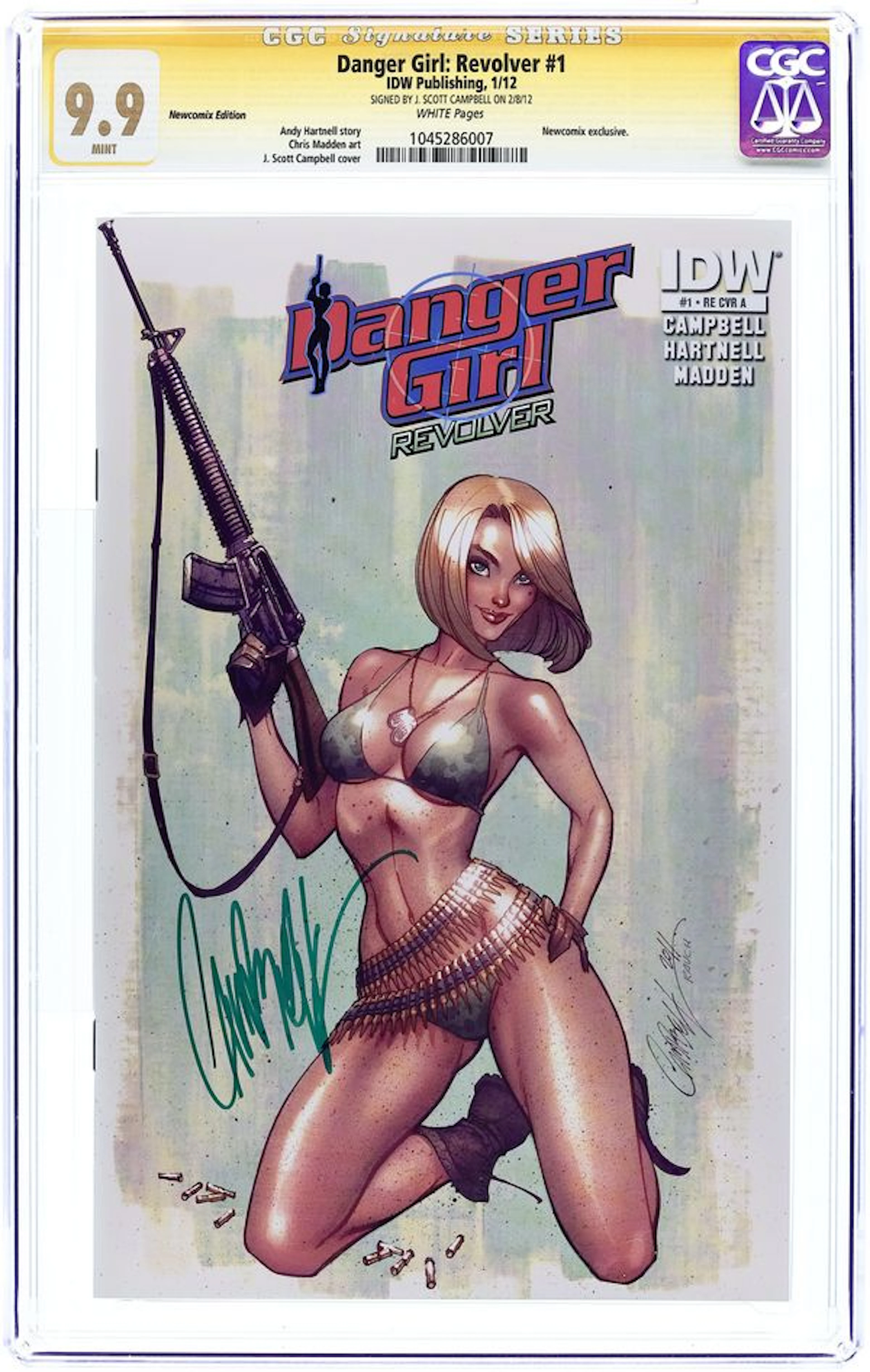 Danger Girl Revolver (2012) 1REA CGC 9.9 SS Campbell