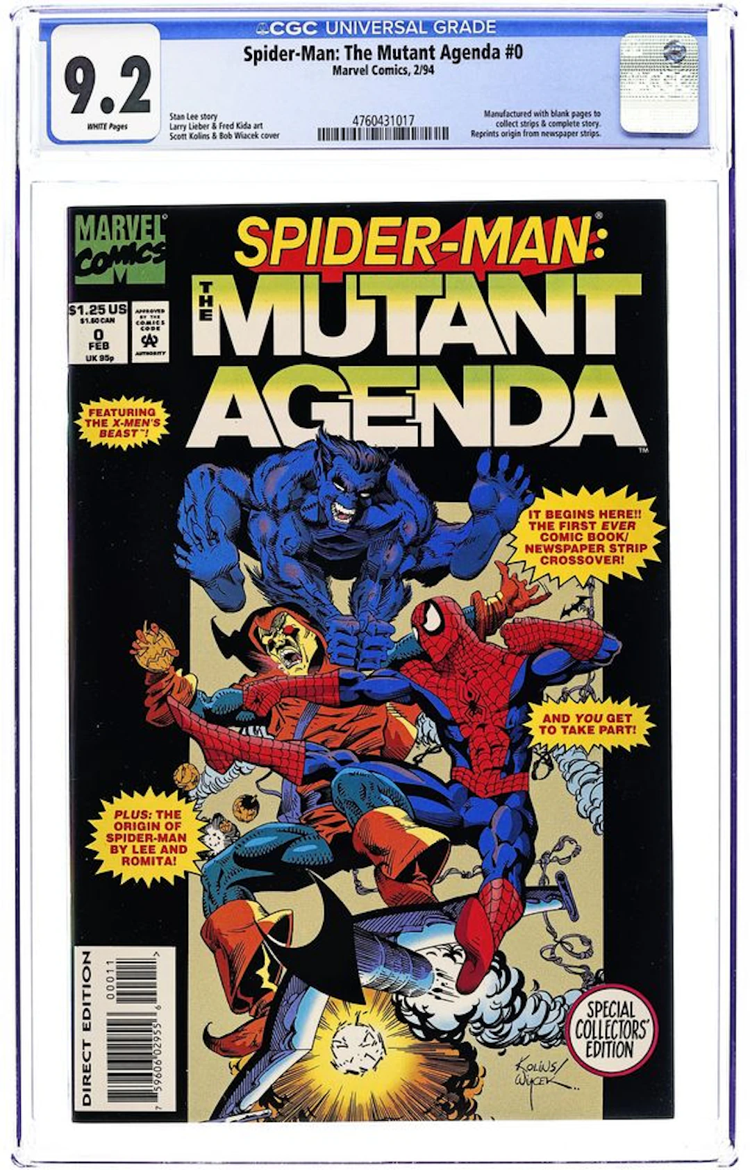 Spider-Man The Mutant Agenda (1994) 0 CGC 9.2
