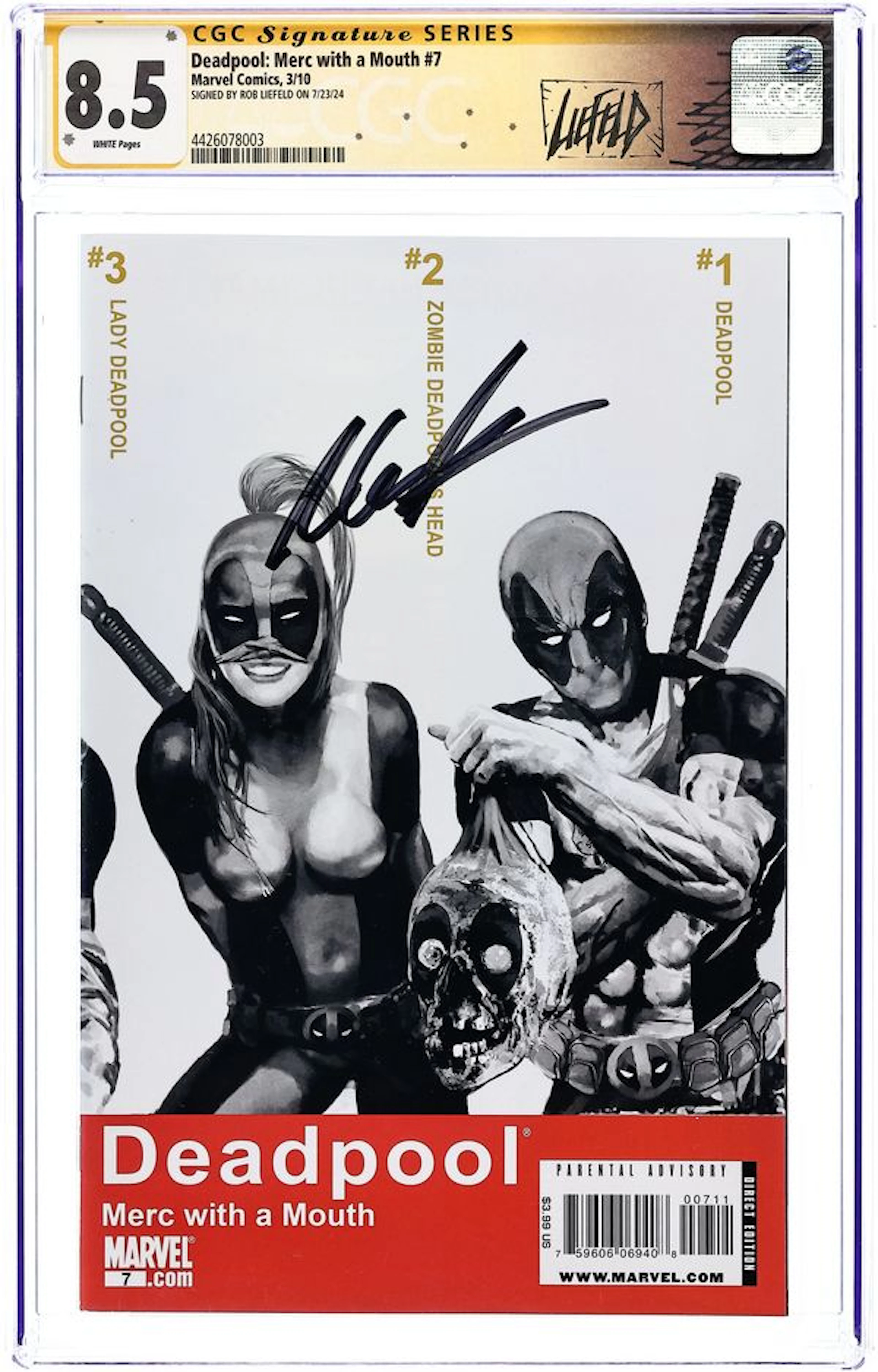 Deadpool Merc with a Mouth (2009) 7A CGC 8.5 SS Liefeld