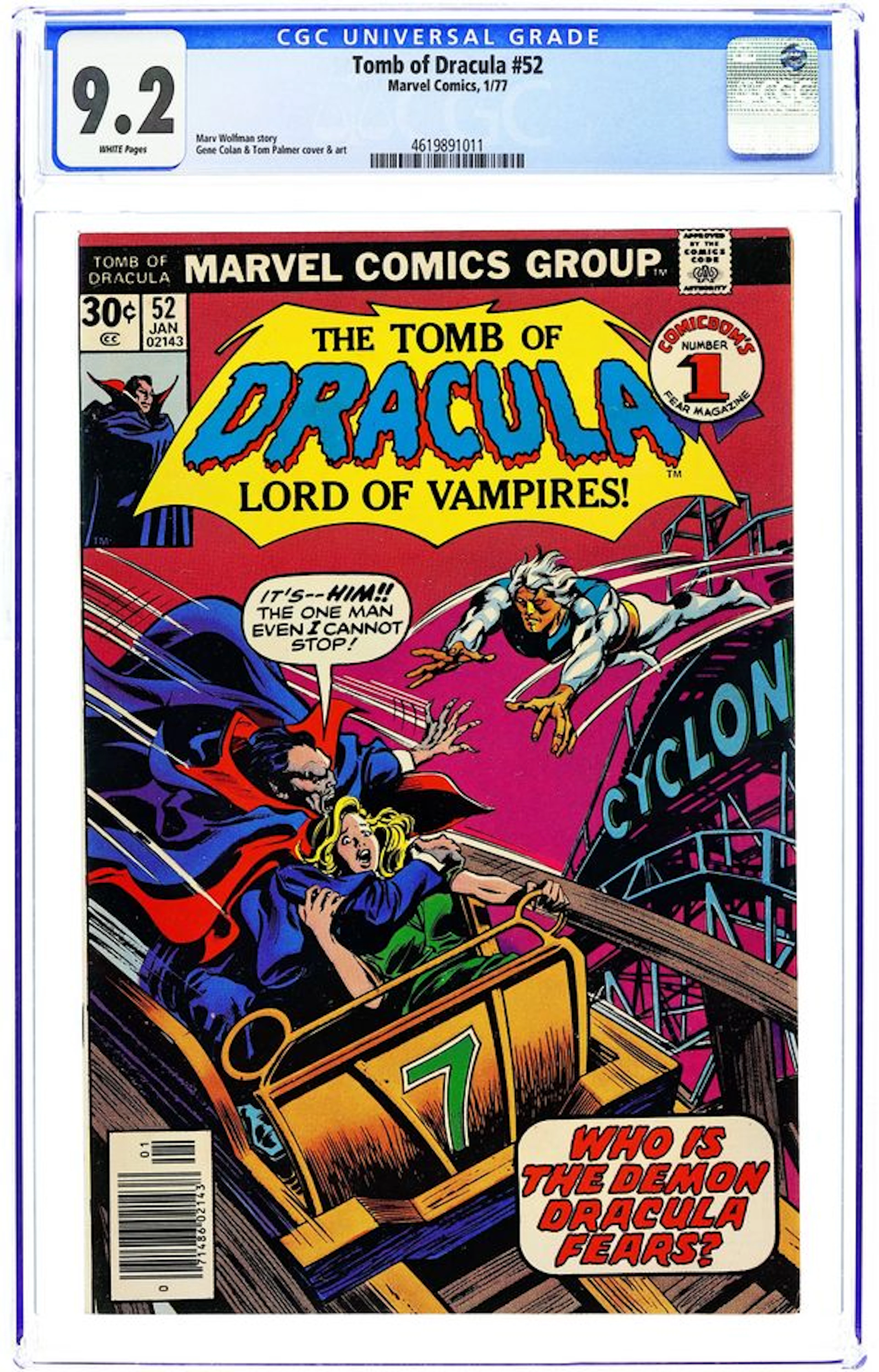 Tomb of Dracula (1972 1st Series) 52 CGC 9.2