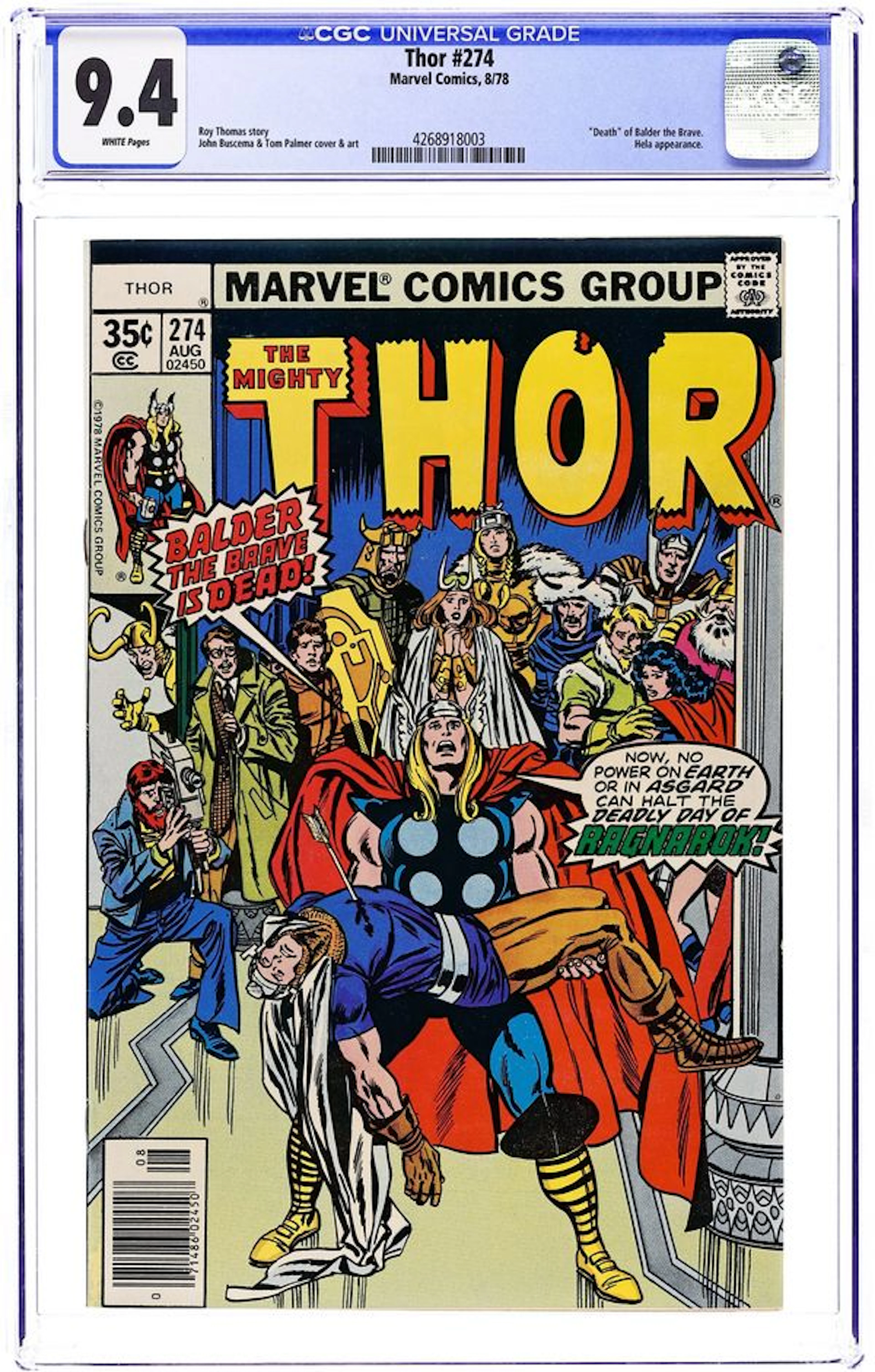 Thor (1962 Marvel 1st Series Journey Into Mystery) 274 CGC 9.4