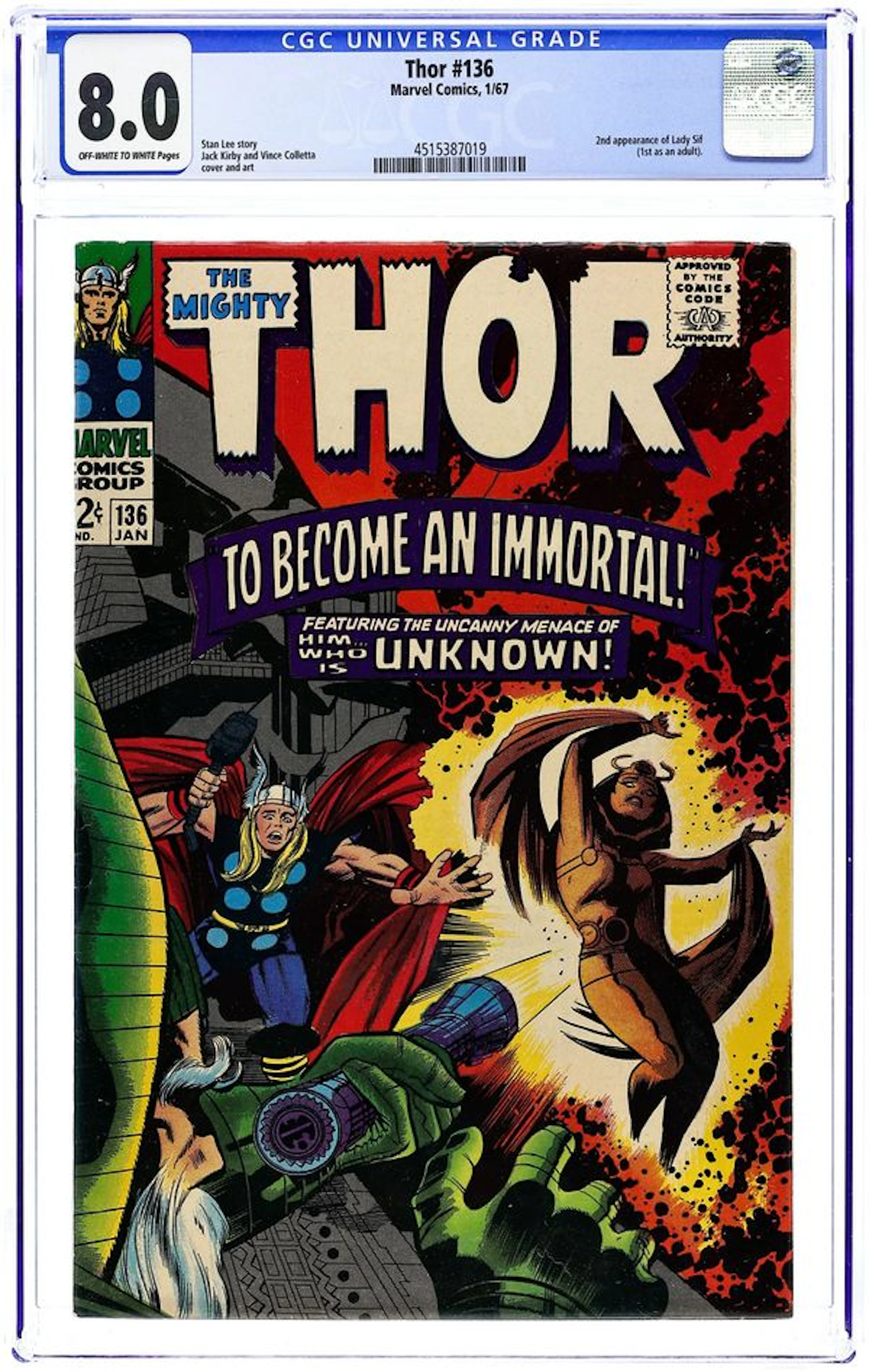 Thor (1962 Marvel 1st Series Journey Into Mystery) 136 CGC 8.0