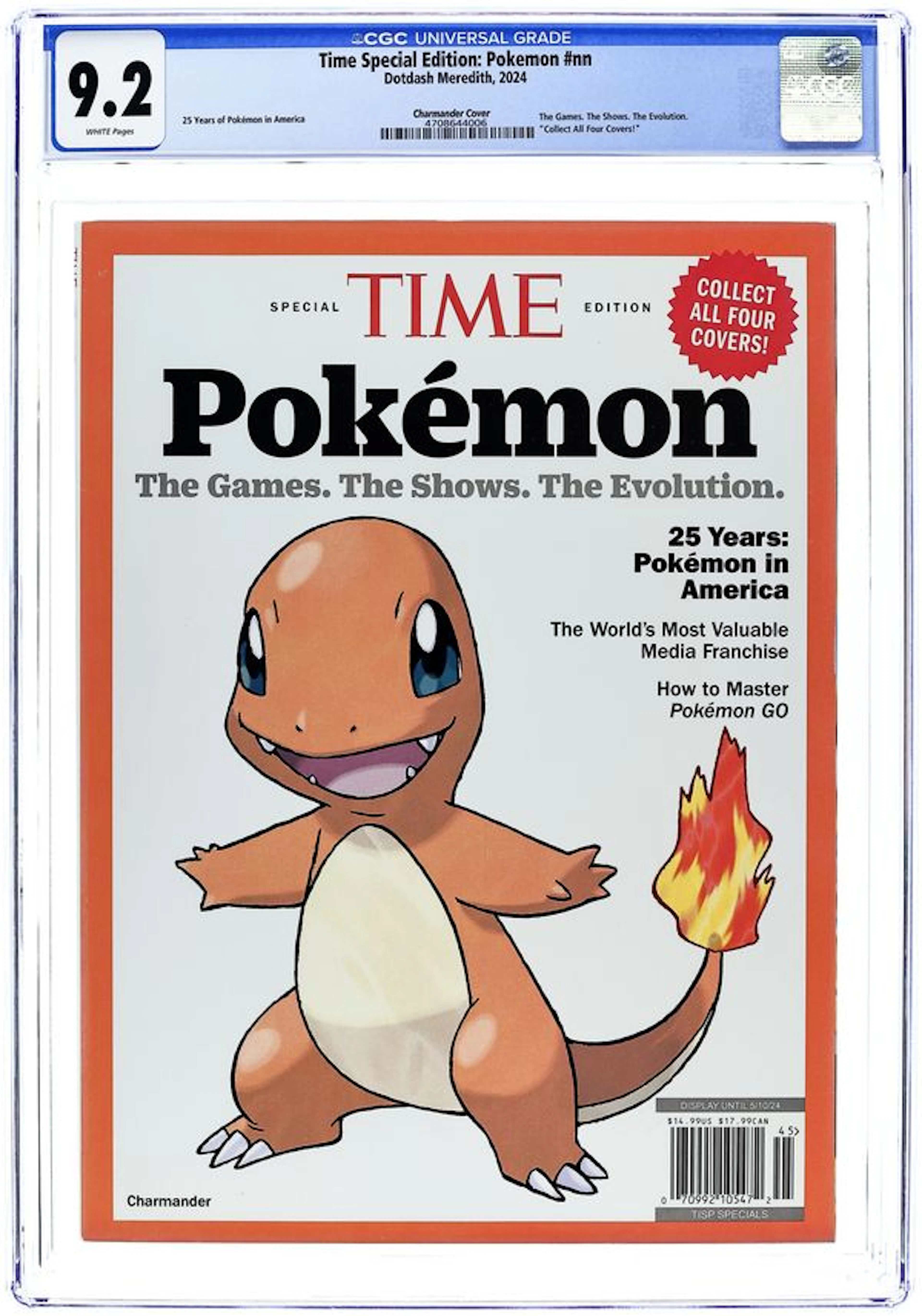 Time Special Edition Pokemon (2024 Dotdash Meredith) 1CHARMANDER CGC 9.2
