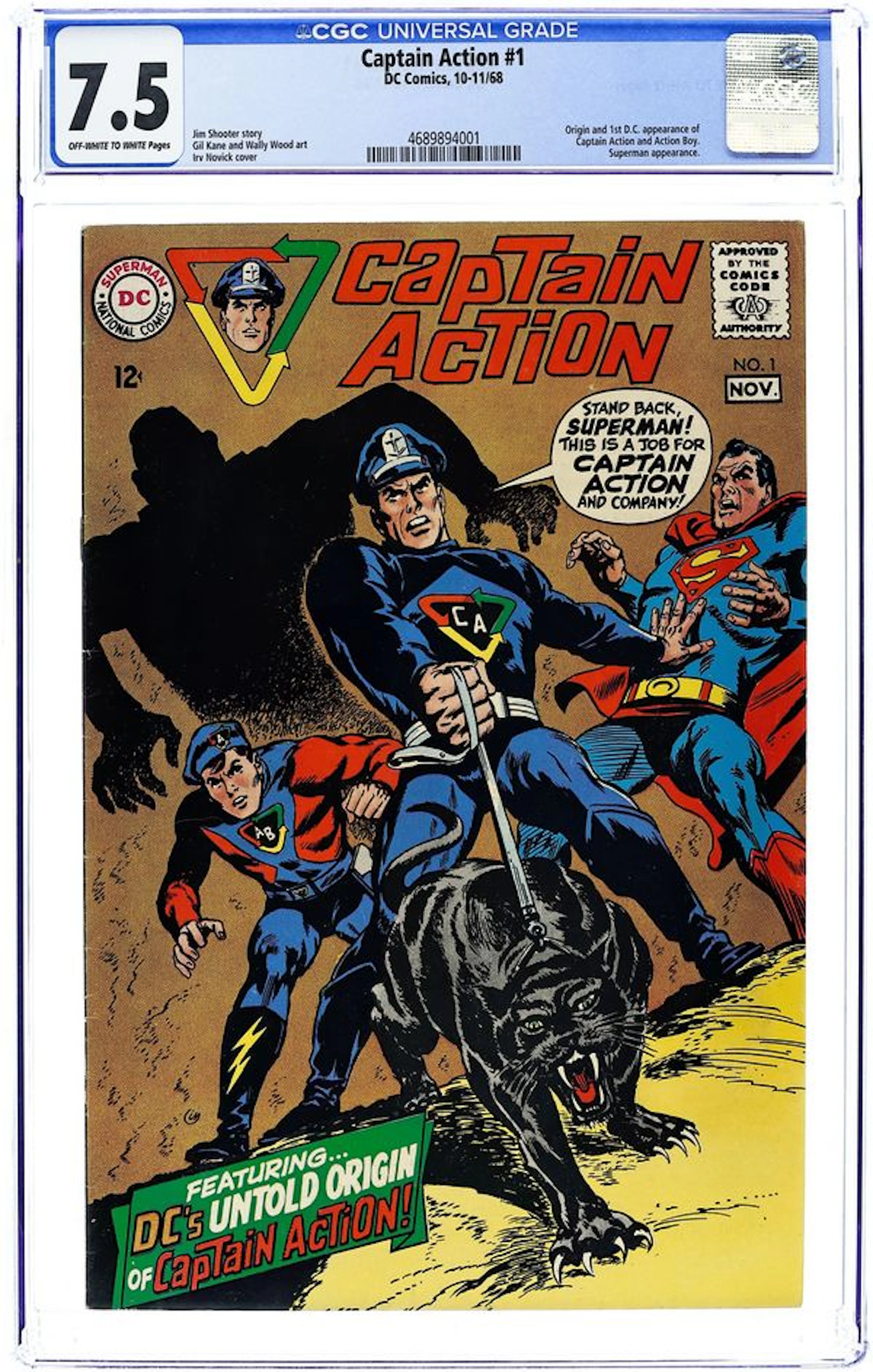 Captain Action (1968 DC National) 1 CGC 7.5