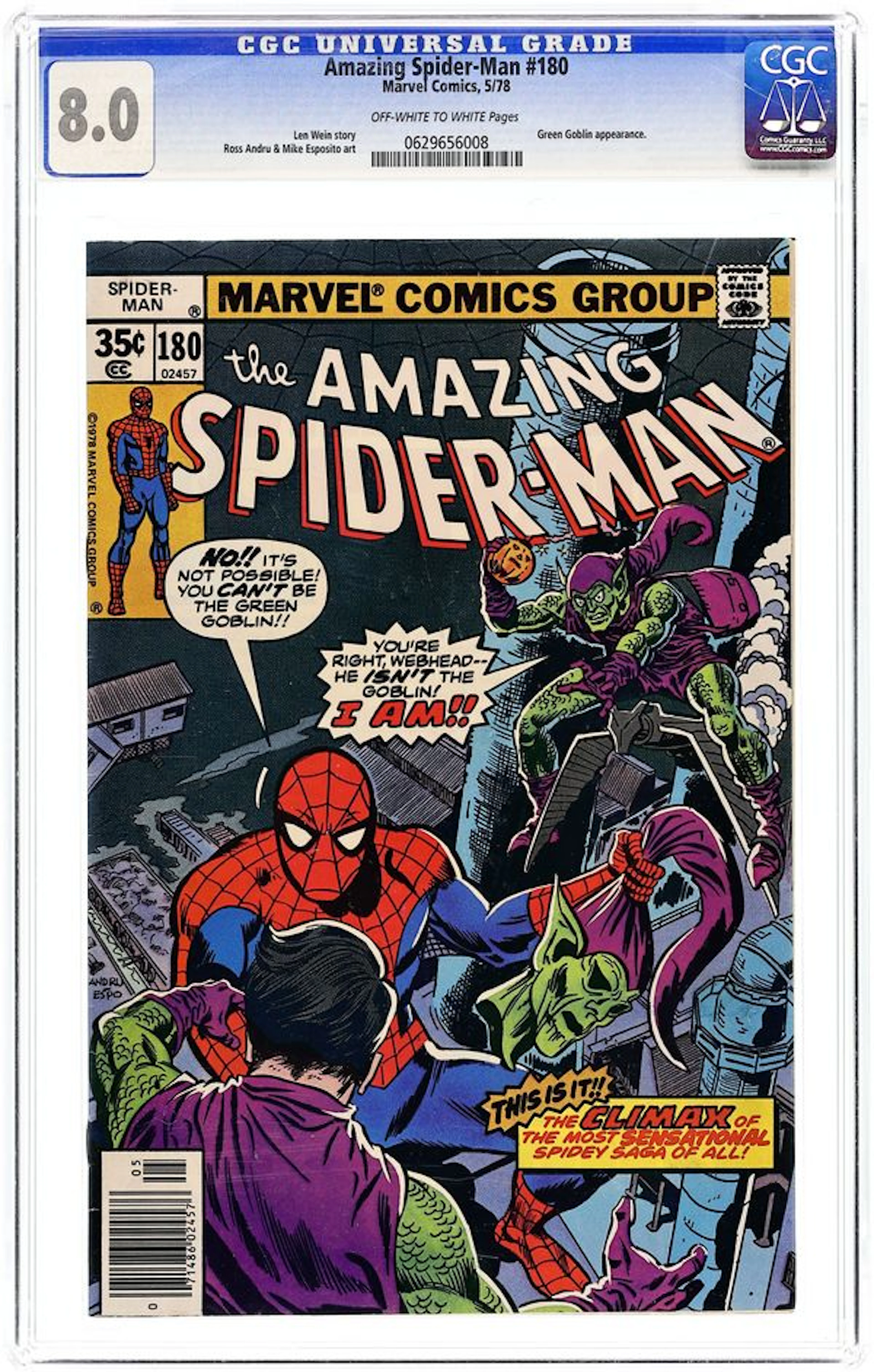 Amazing Spider-Man (1963 1st Series) 180 CGC 8.0