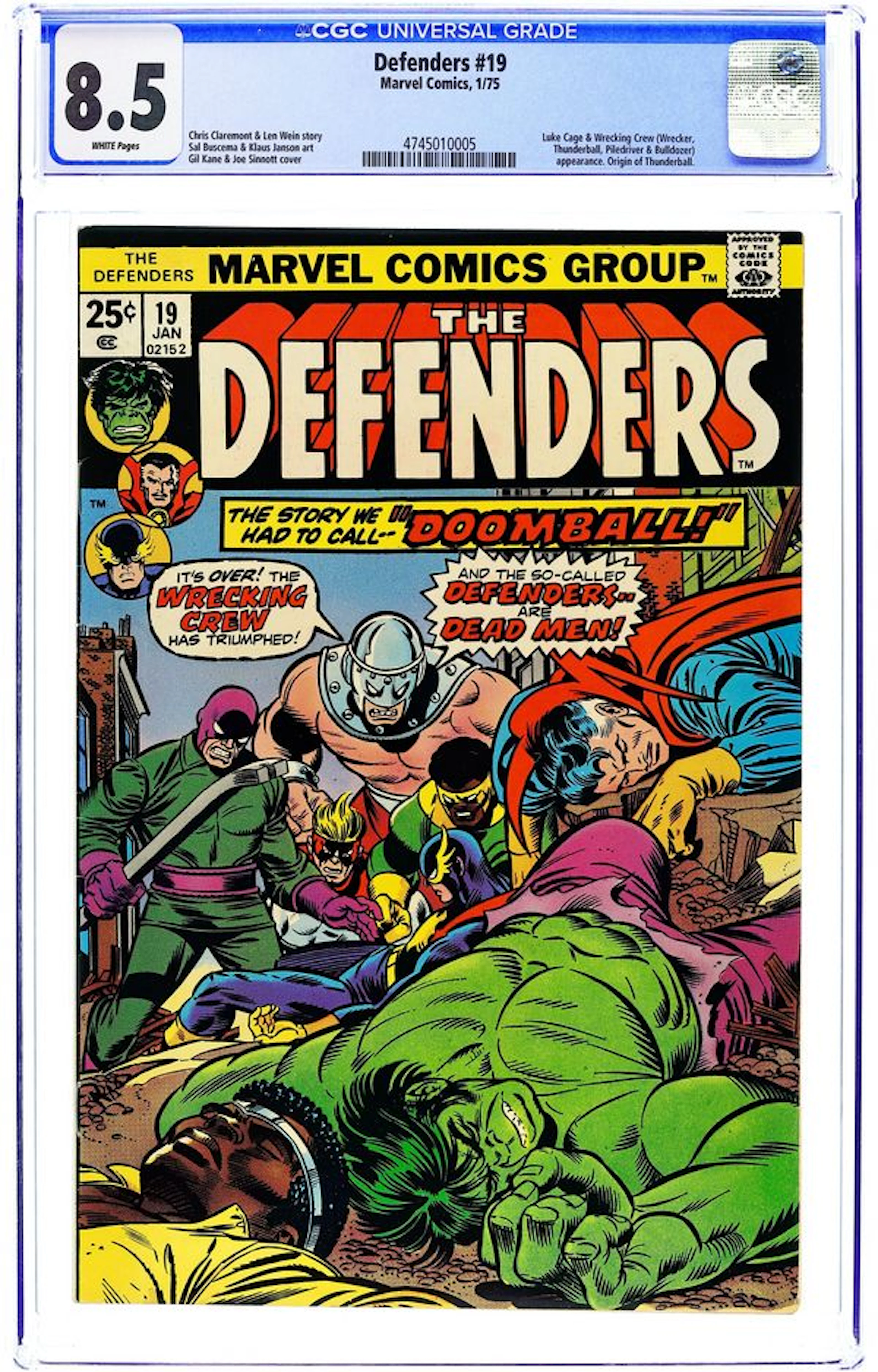 Defenders (1972 1st Series) 19 CGC 8.5