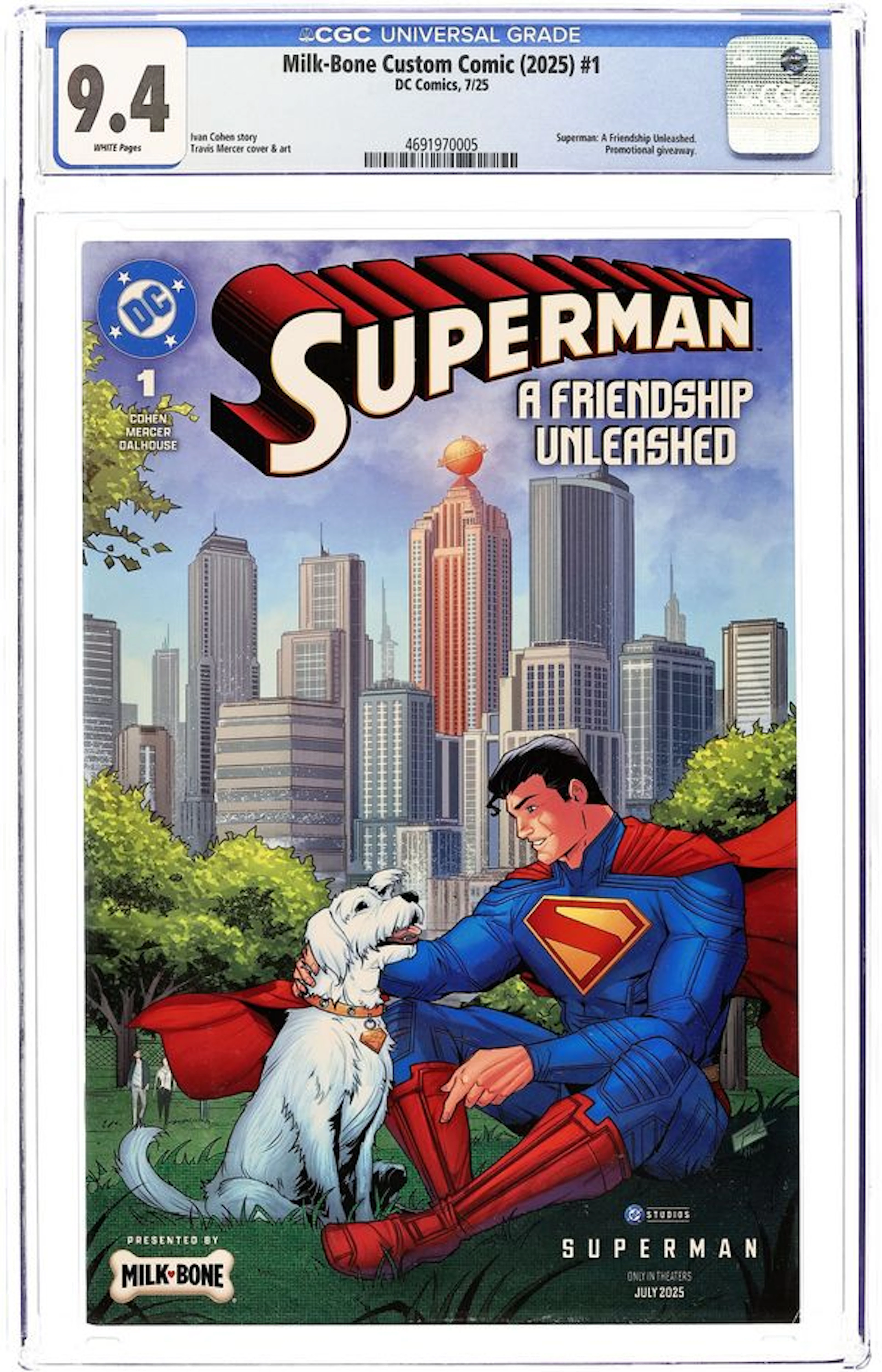 Superman A Friendship Unleashed Milk-Bone Custom Comic (2025 DC) 1 CGC 9.4